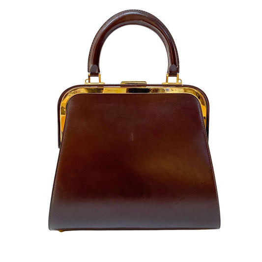 Brown Leather Top Handle Two Way Bag
