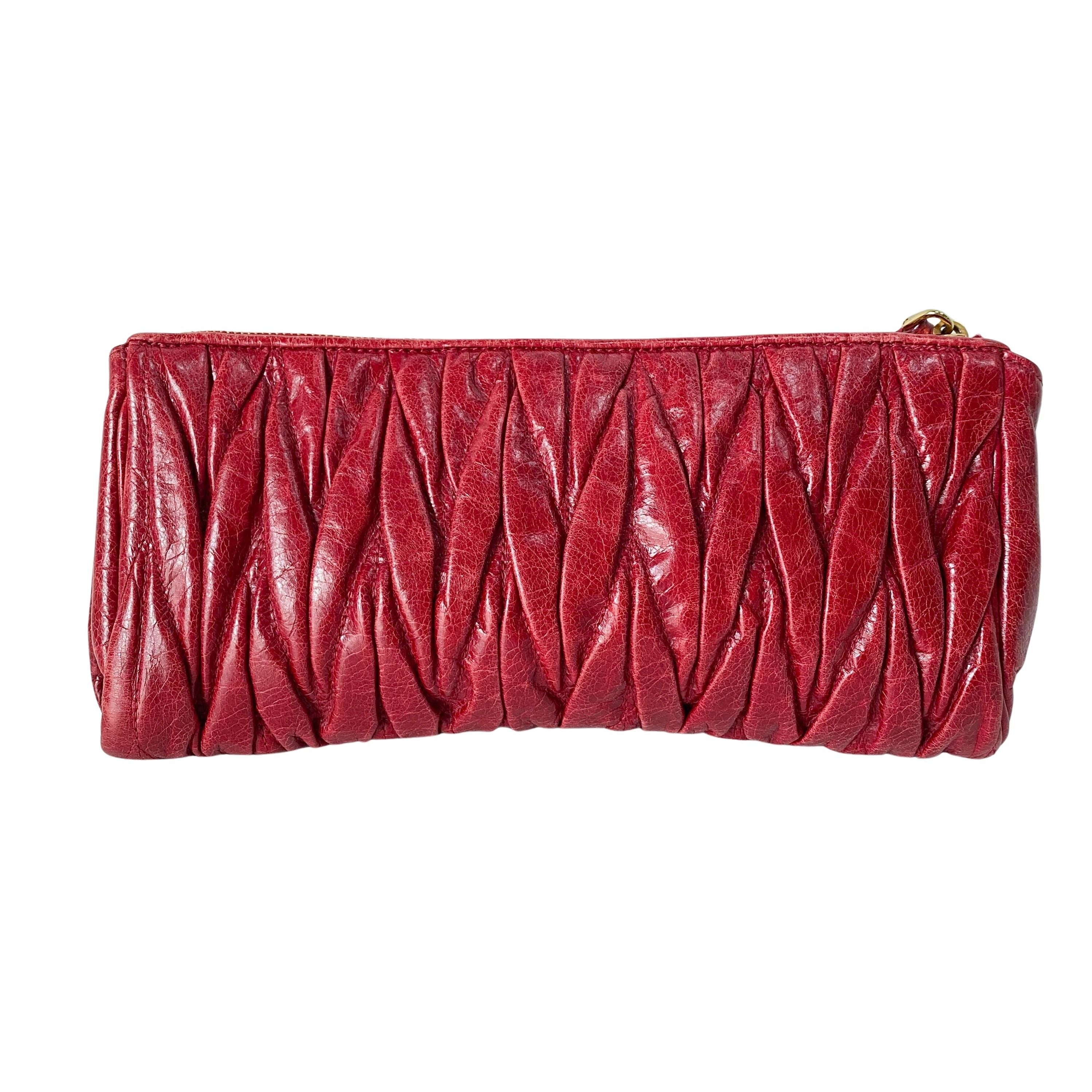 Red Leather Accessory Pouch