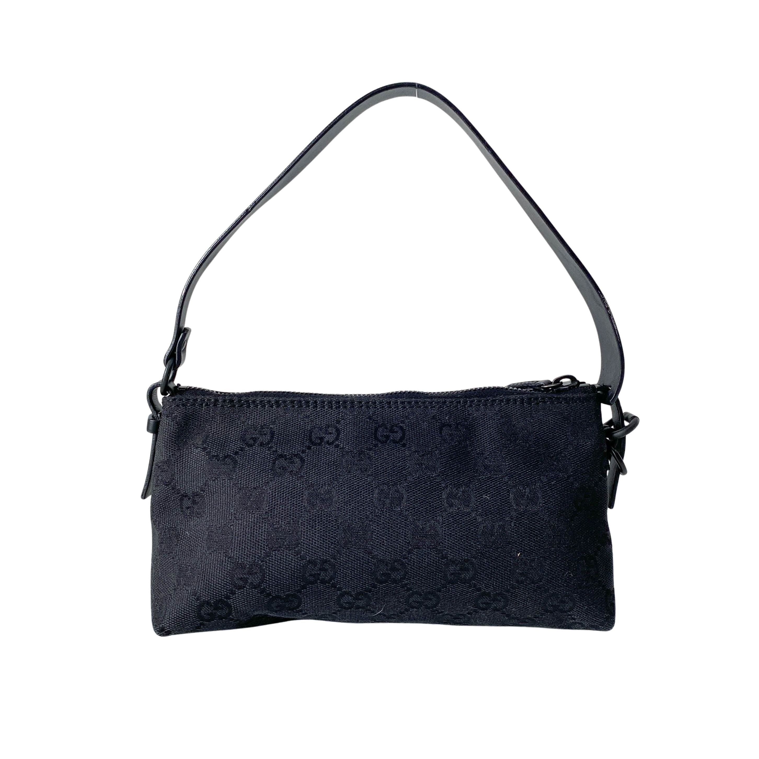 Small GG Black Canvas Shoulder Bag