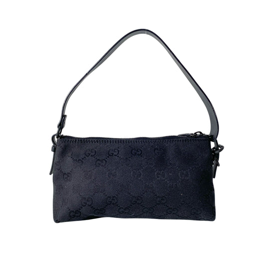 Small GG Black Canvas Shoulder Bag