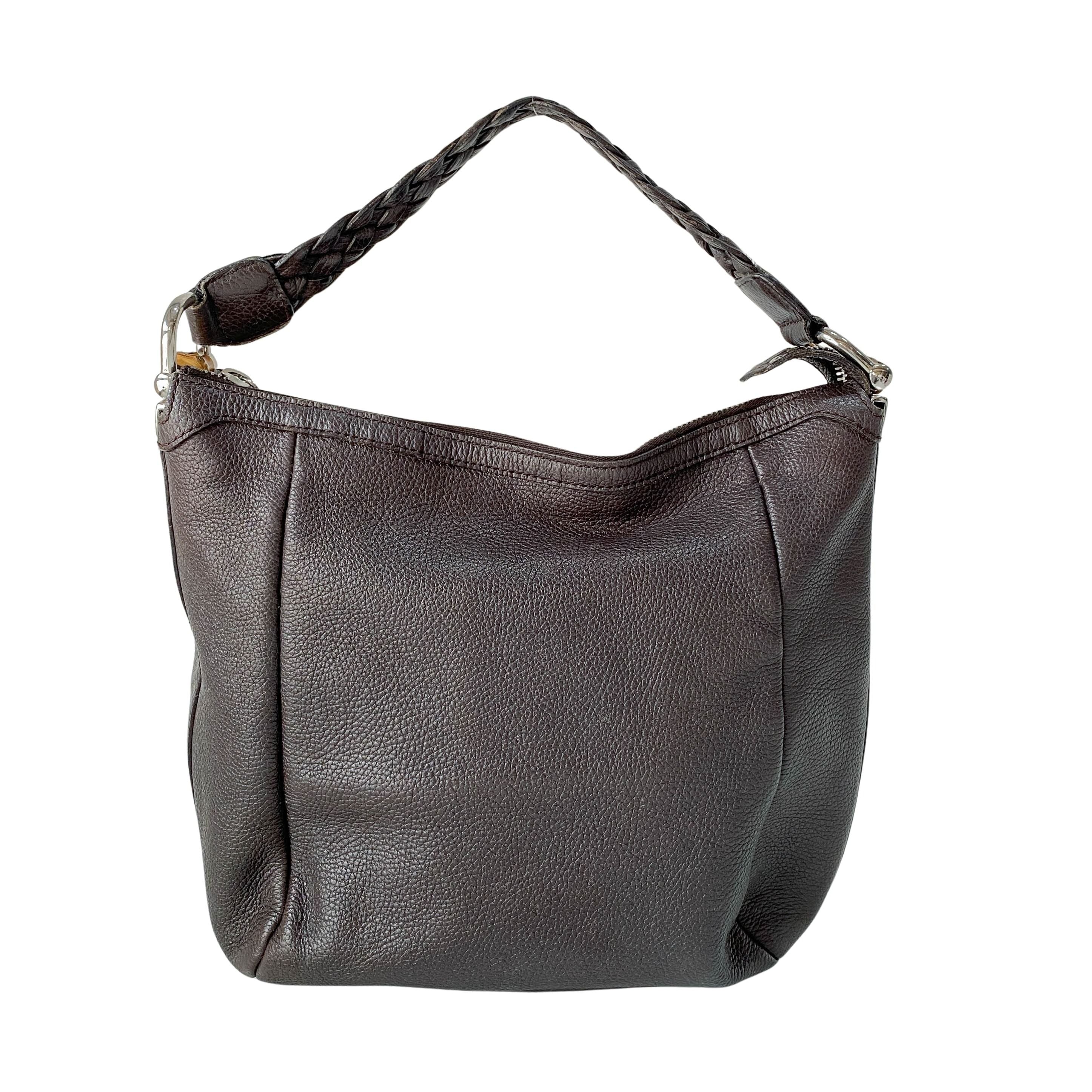 Black Leather Hobo Shoulder Bag