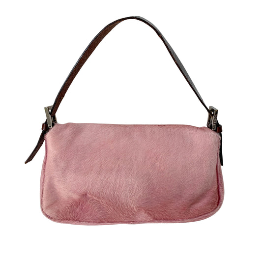 Baguette Pink Pony Hair Shoulder Bag