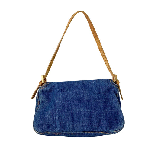 Mini Mamma Baguette Blue Denim Shoulder Bag