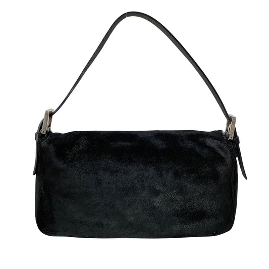 Baguette Black Pony Hair Shoulder Bag