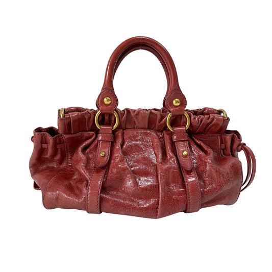 Mini Vitello Red Calfskiin Leather Two Way Bag