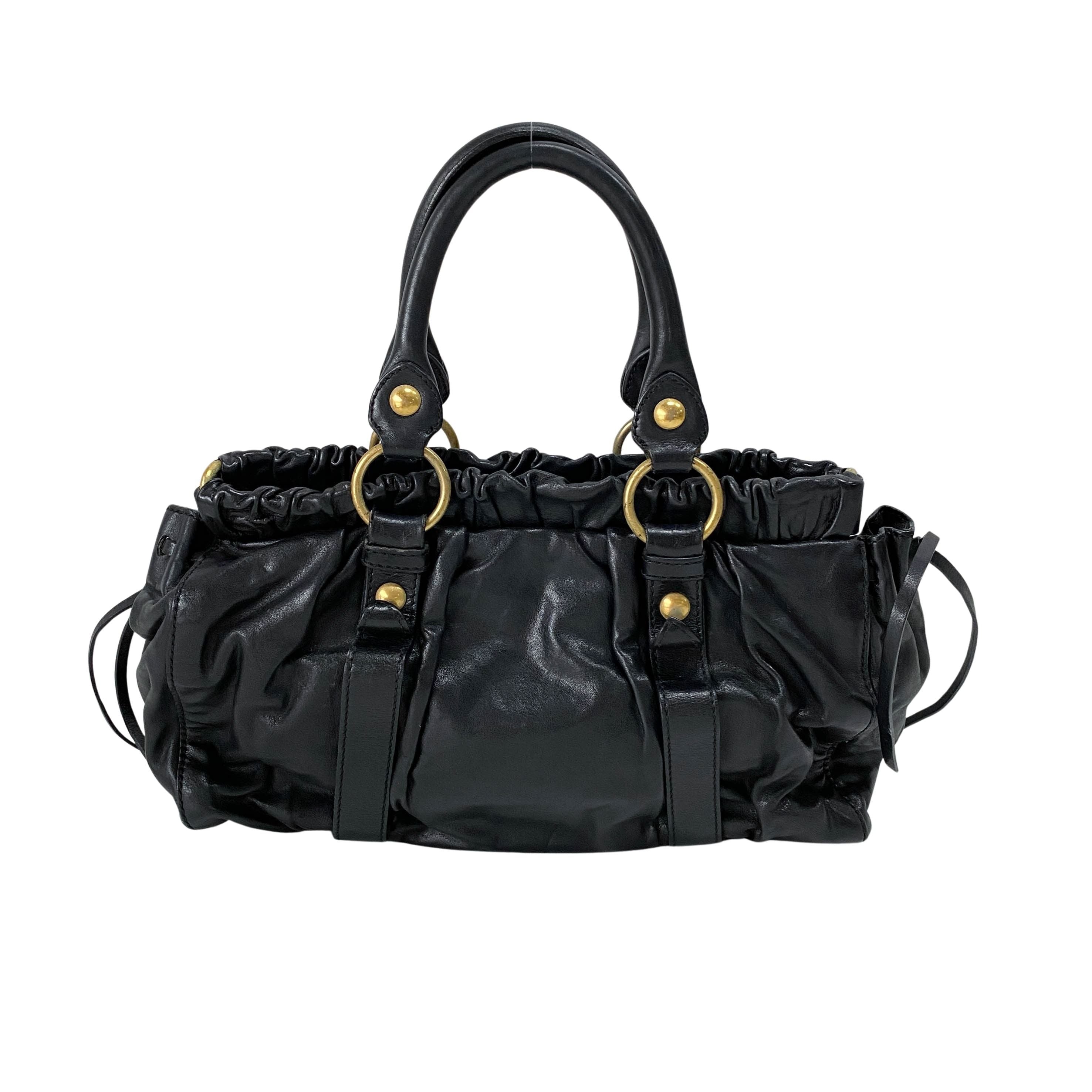 Vitello Black Leather Two Way Bag