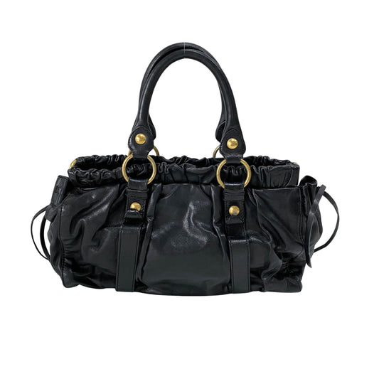 Vitello Black Leather Two Way Bag