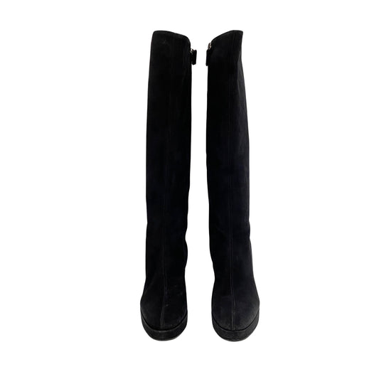 36 1/2 Black Suede Tall Boots