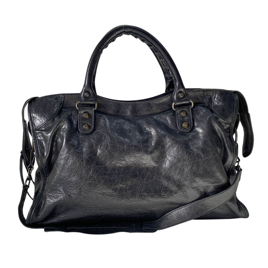 The City Black Leather Two Way Bag