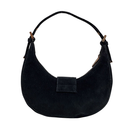 Croissant Black Corduroy Shoulder Bag