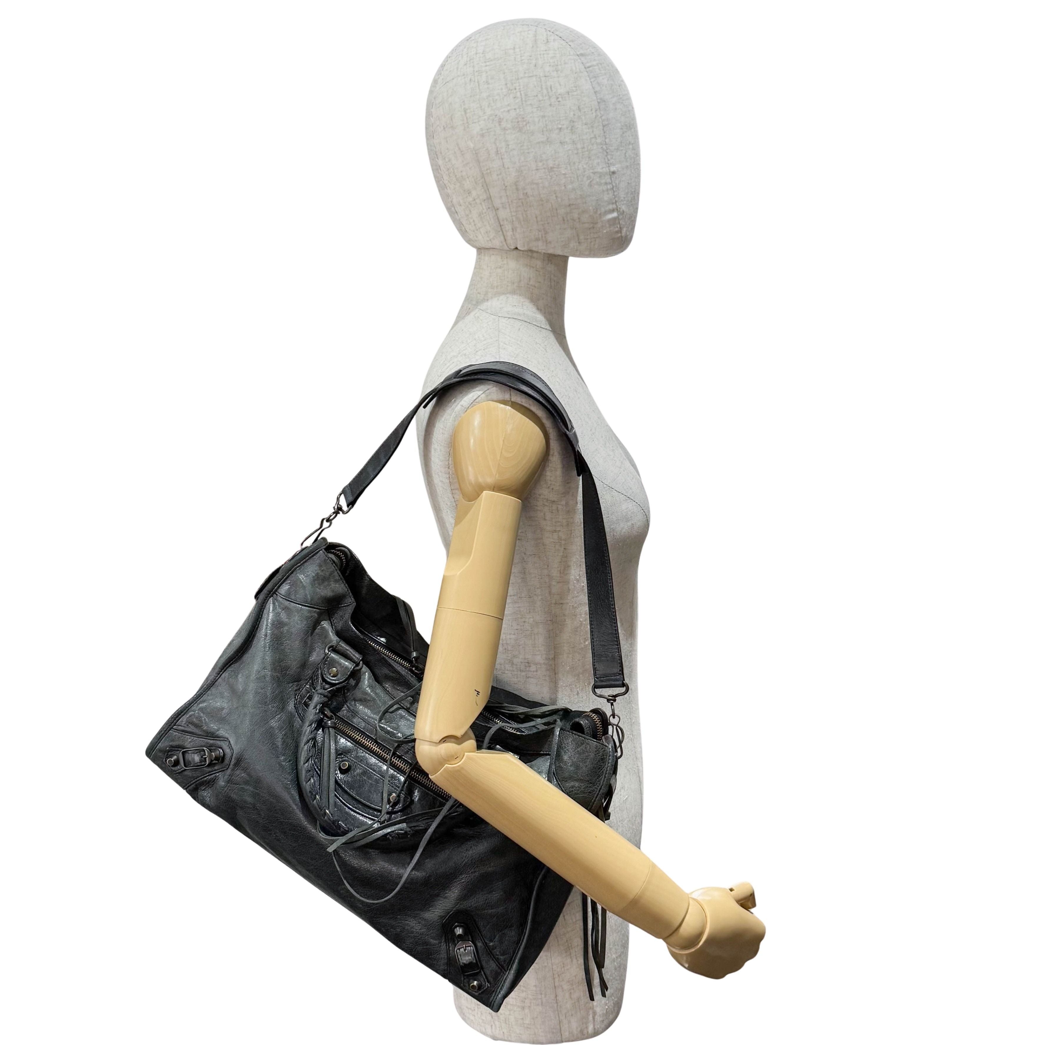 The First Grey Calfskin Leather Two Way Bag