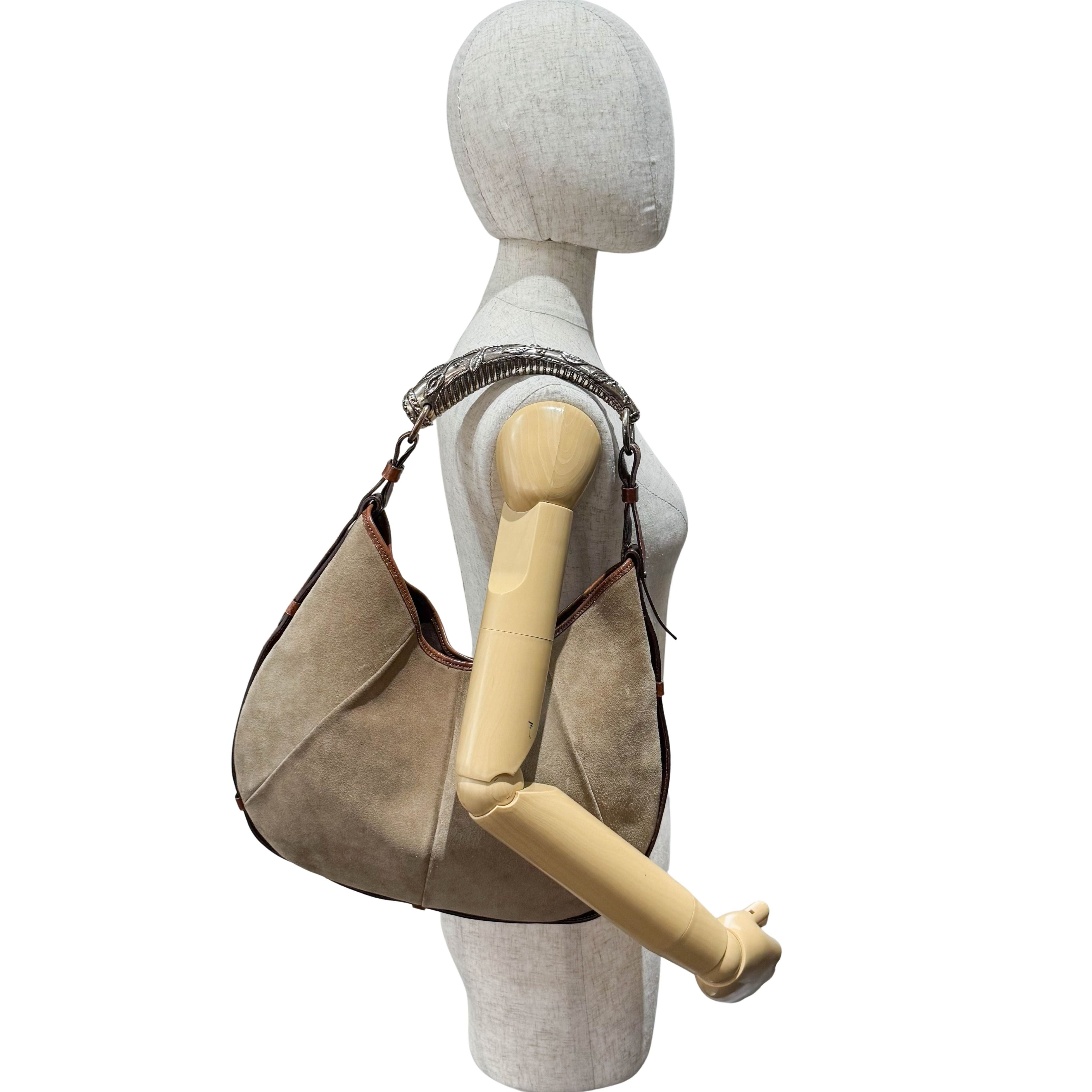 Mombasa Beige Suede Shoulder Bag