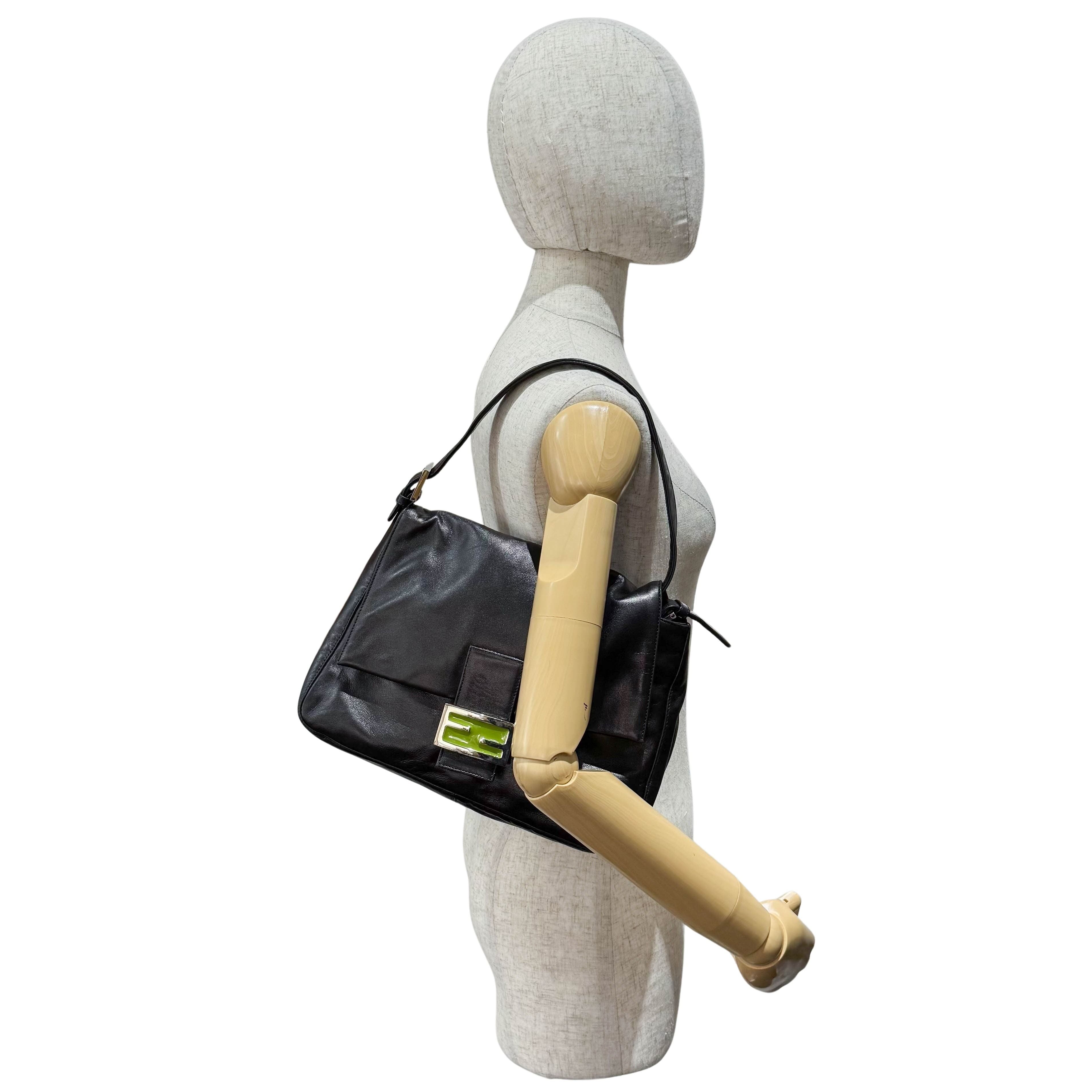 Mamma Baguette Black Leather Shoulder Bag