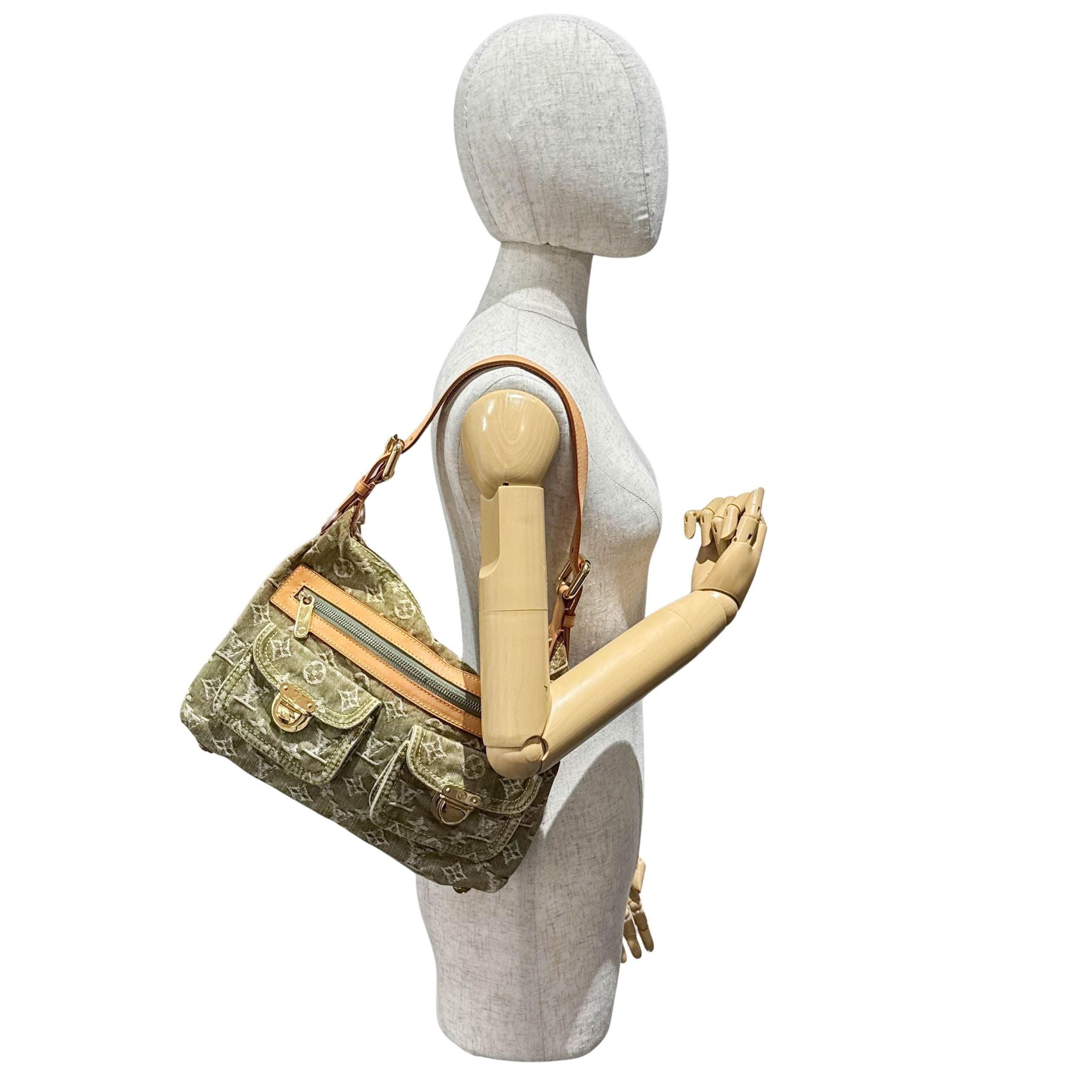 Baggy Monogram PM Khaki Denim Shoulder Bag