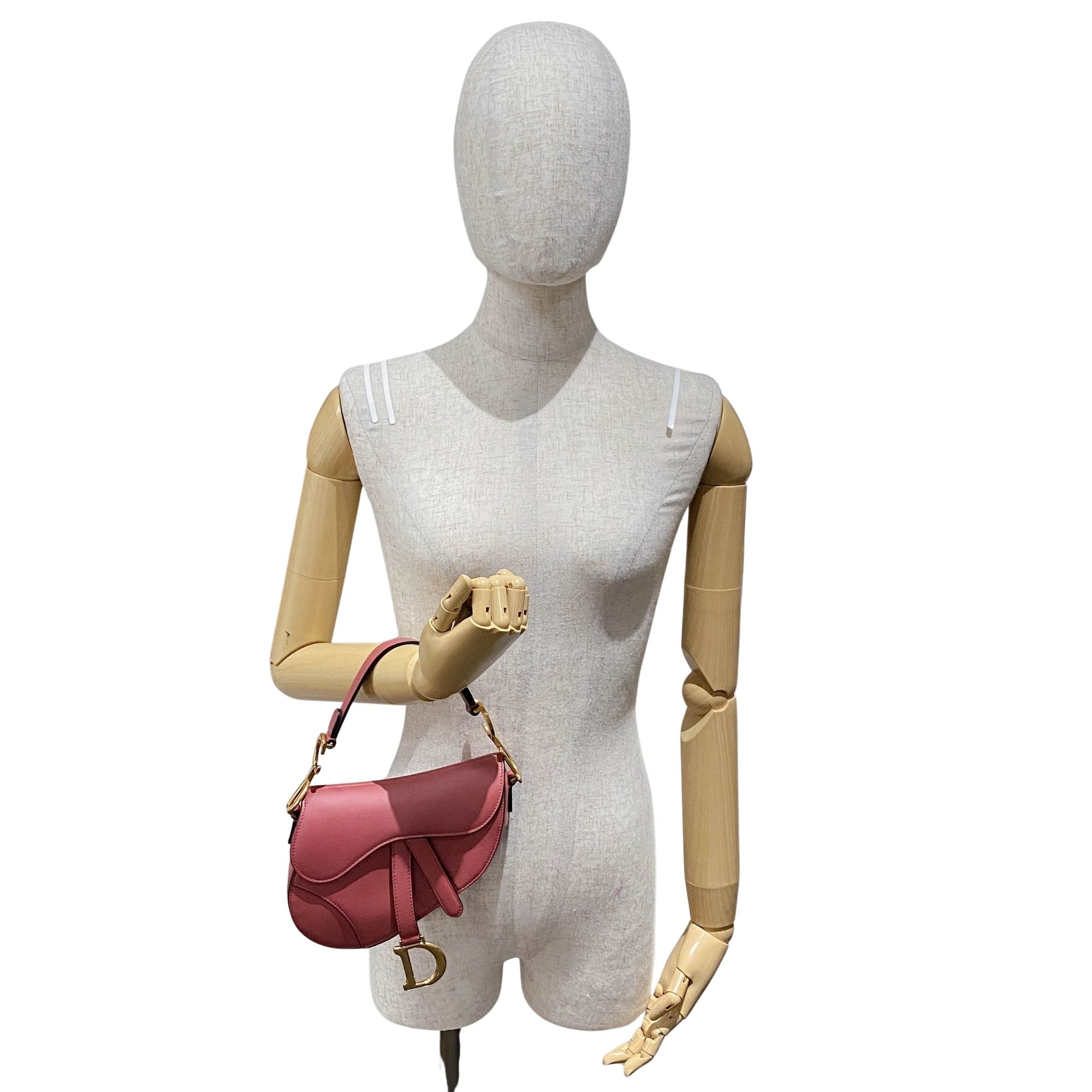 Saddle Rose Pink Leather Shoulder Bag