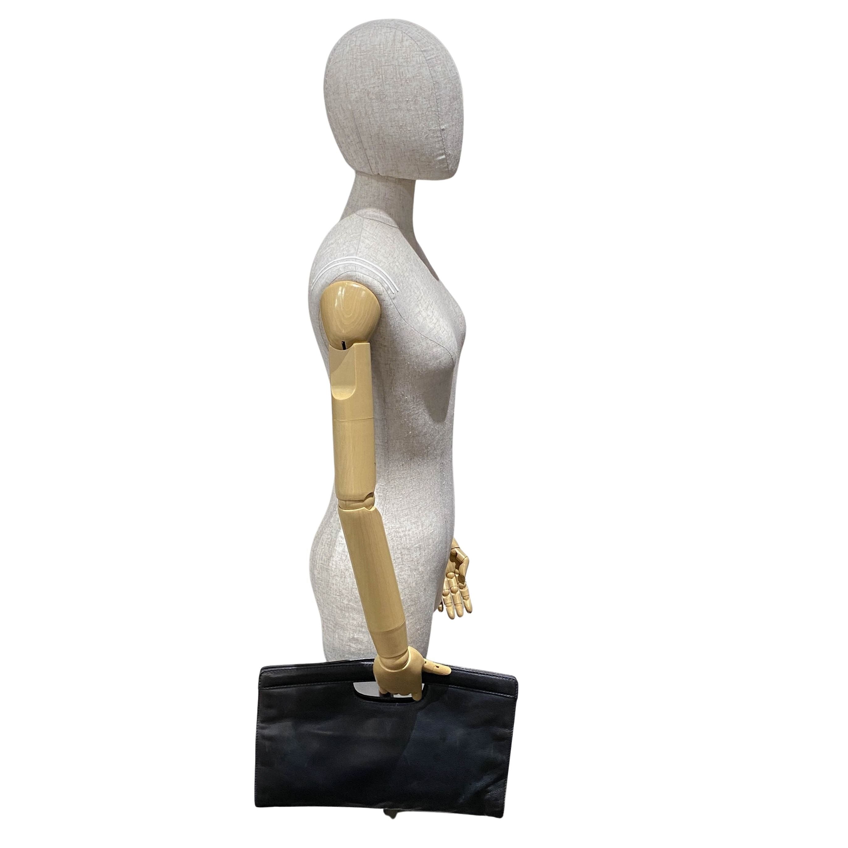 Vintage Black Leather Rectagular Handbag