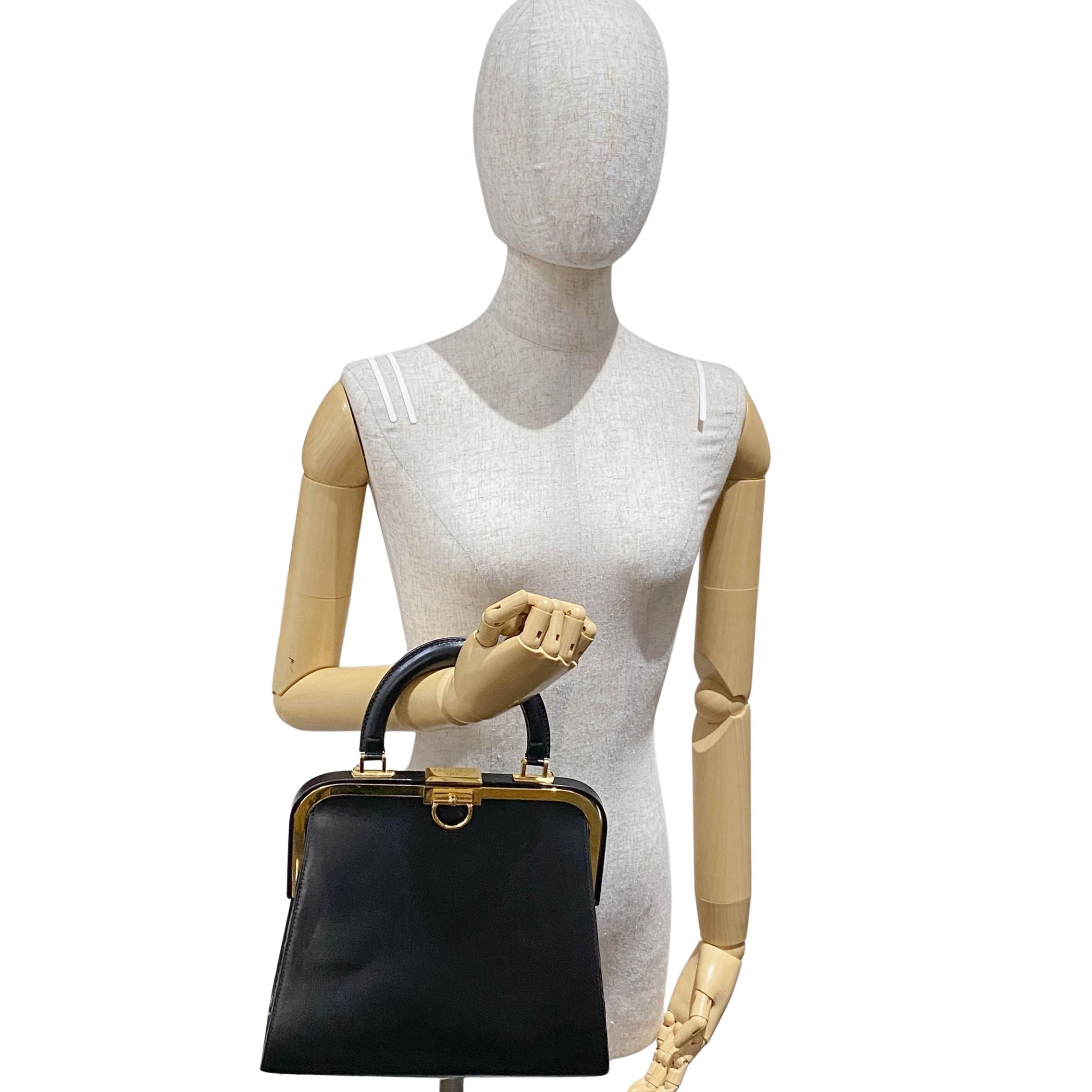 Black Leather Top Handle Bag