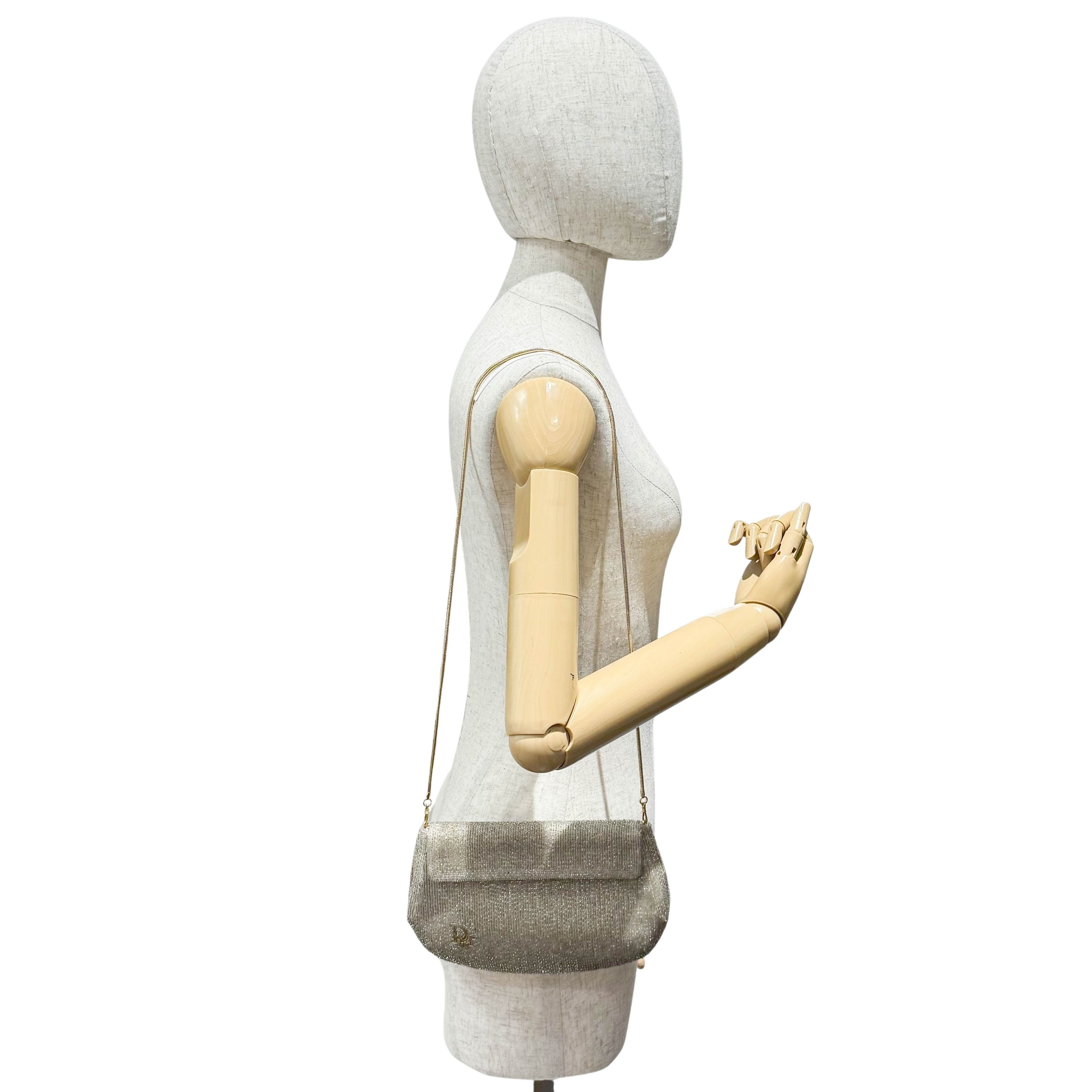 Vintage Silver Beaded Glod Chain Shoulder Bag