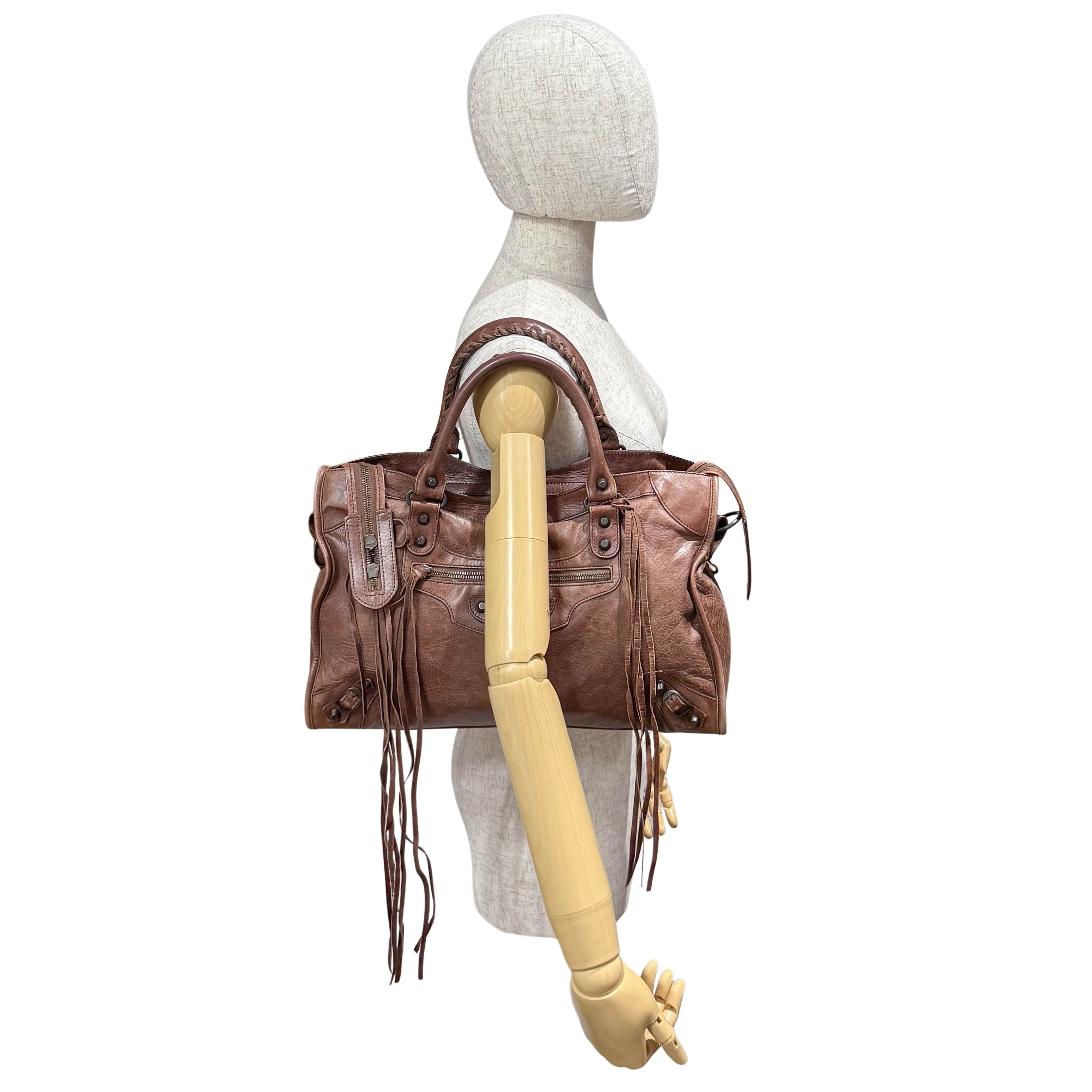 The City Brown Leather Shoulder Bag