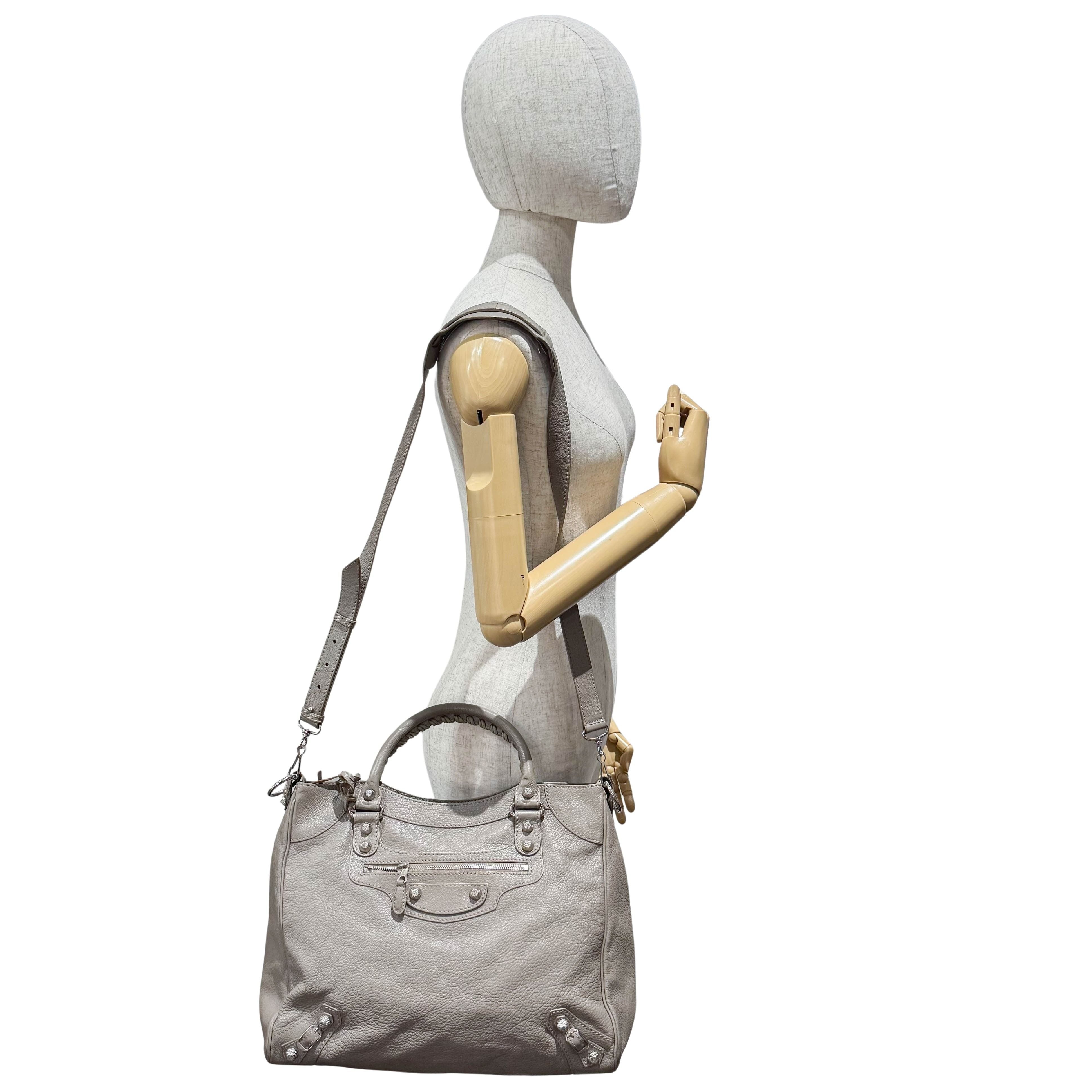 The Velo Grey Calfskin Leather Two Way Bag