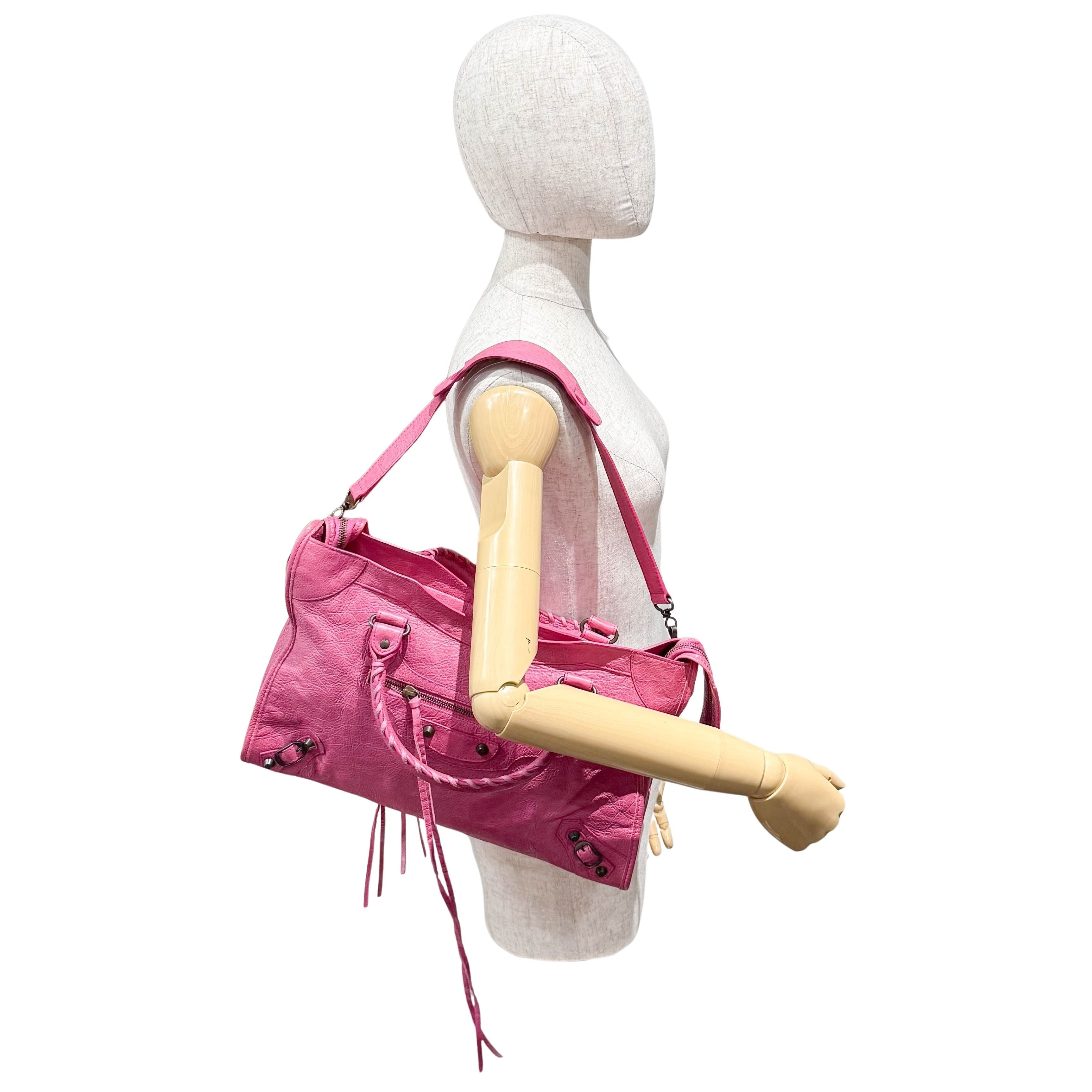 The City Pink Calfskin Leather Two Way Bag