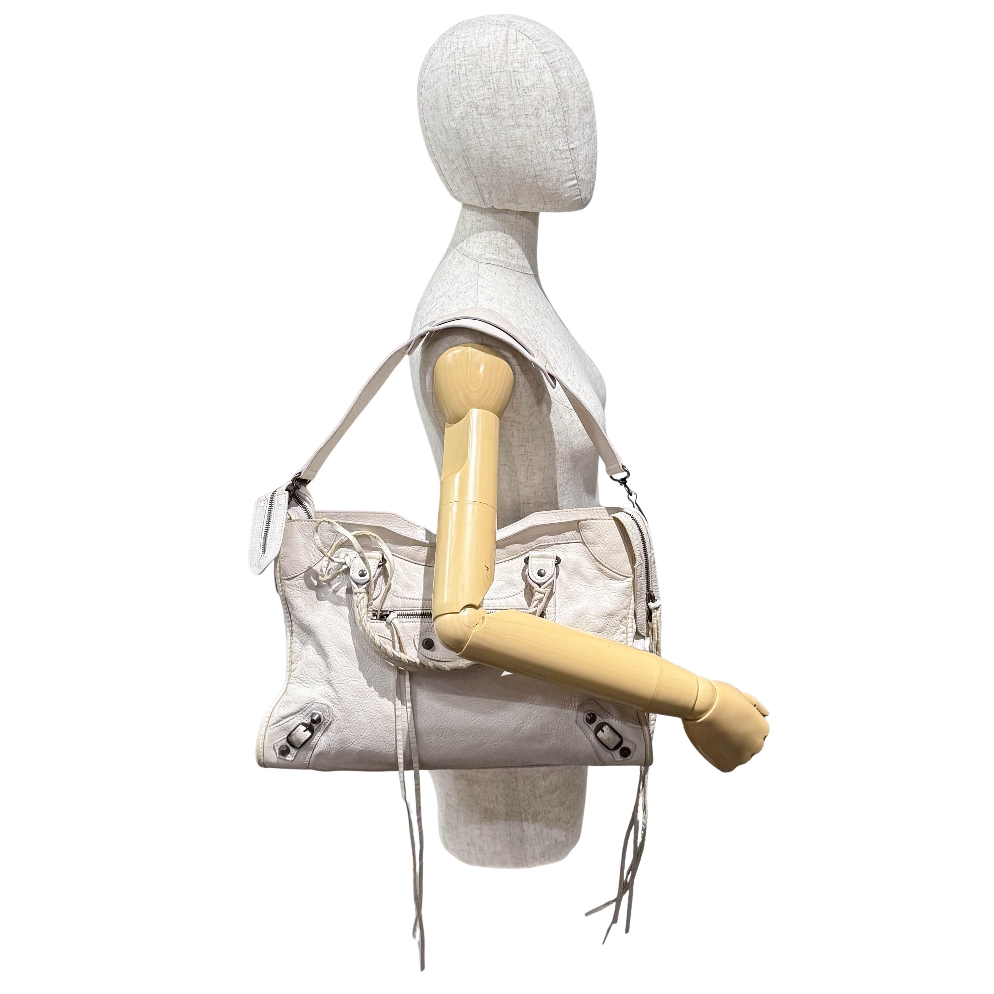 The City Beige Calfskin Leather Two Way Bag