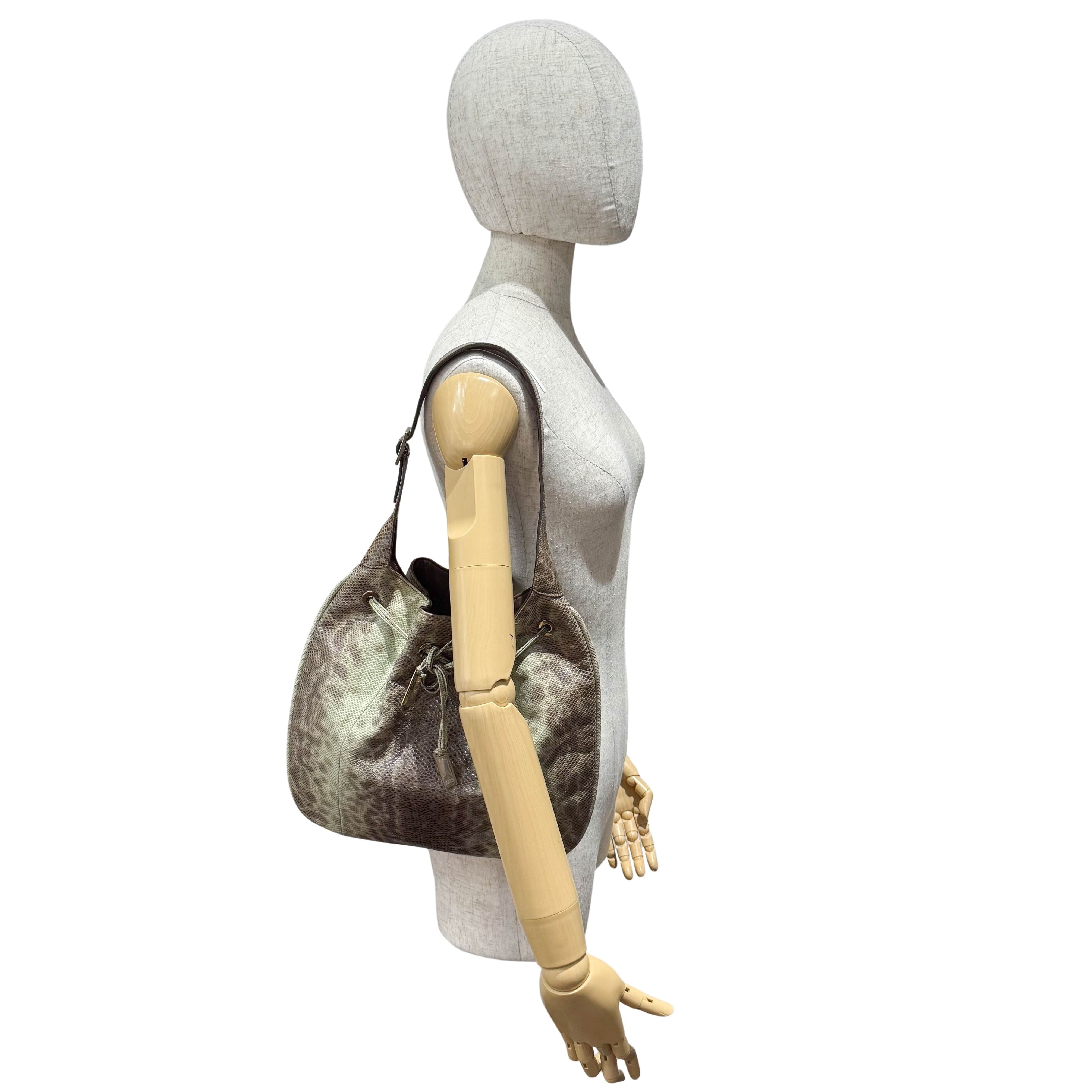 Green Python Leather Hobo Bag