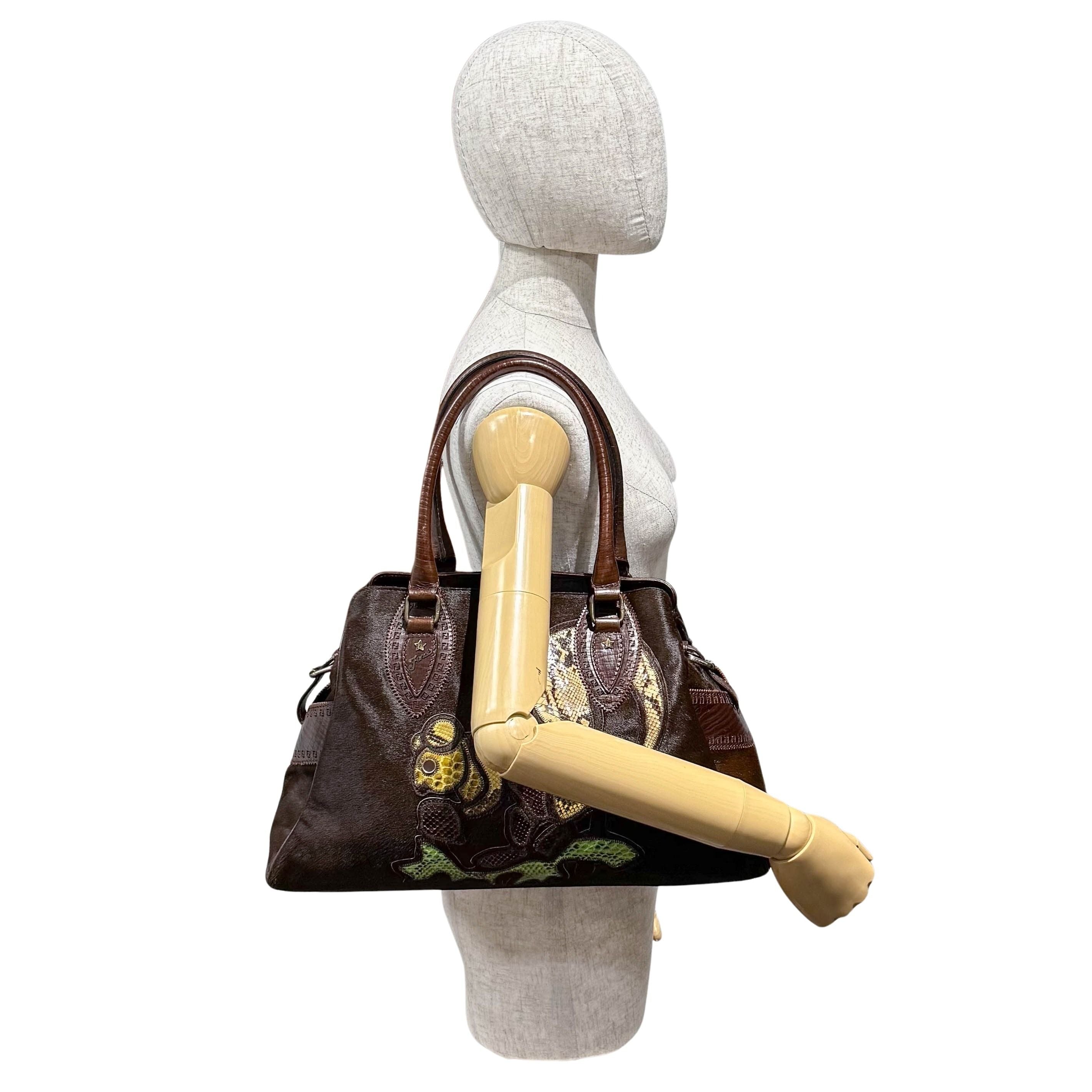 Limited Edition Squirrel Print Brown Pony Hair Shoulder Bag