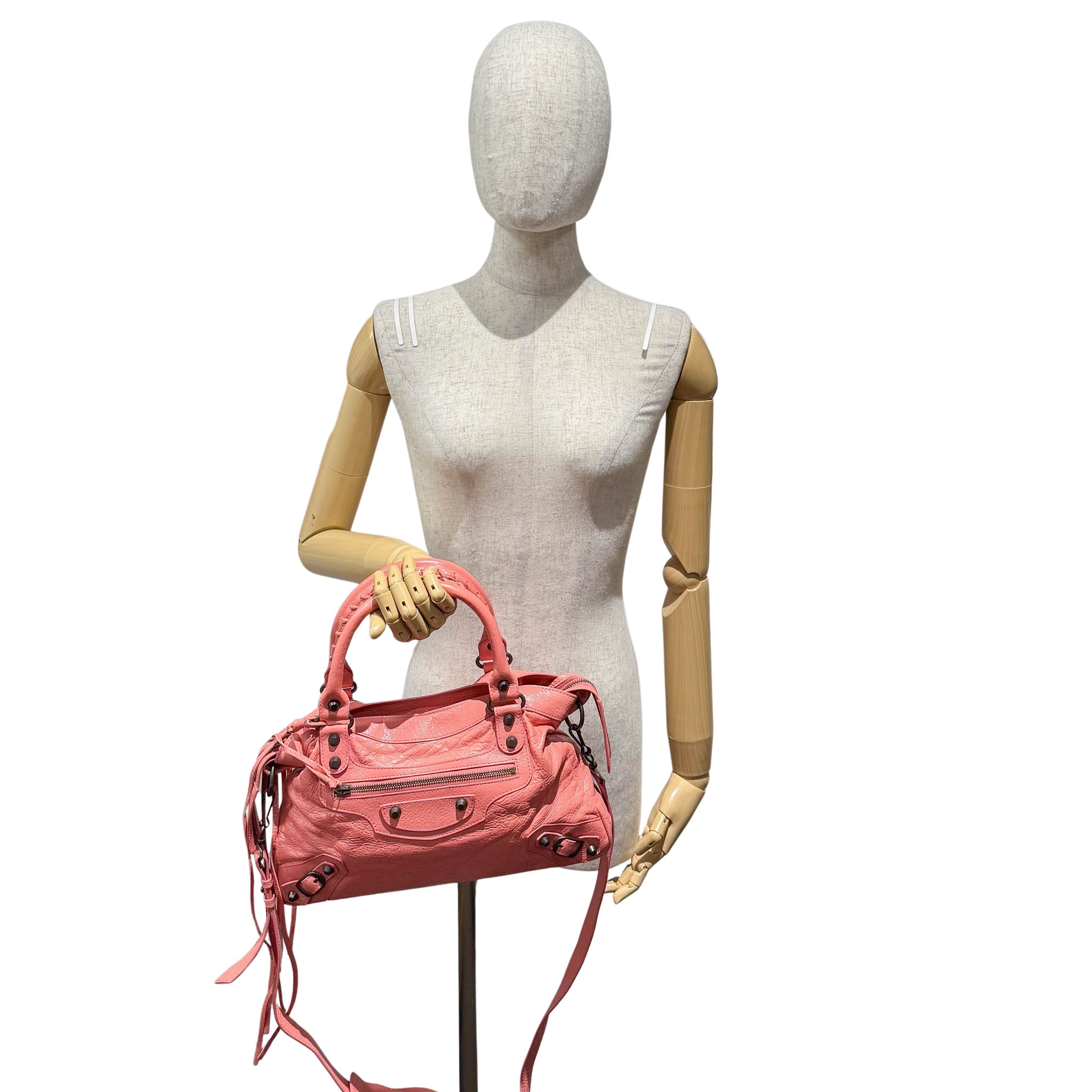 The City Pink  Leather Two Way Bag
