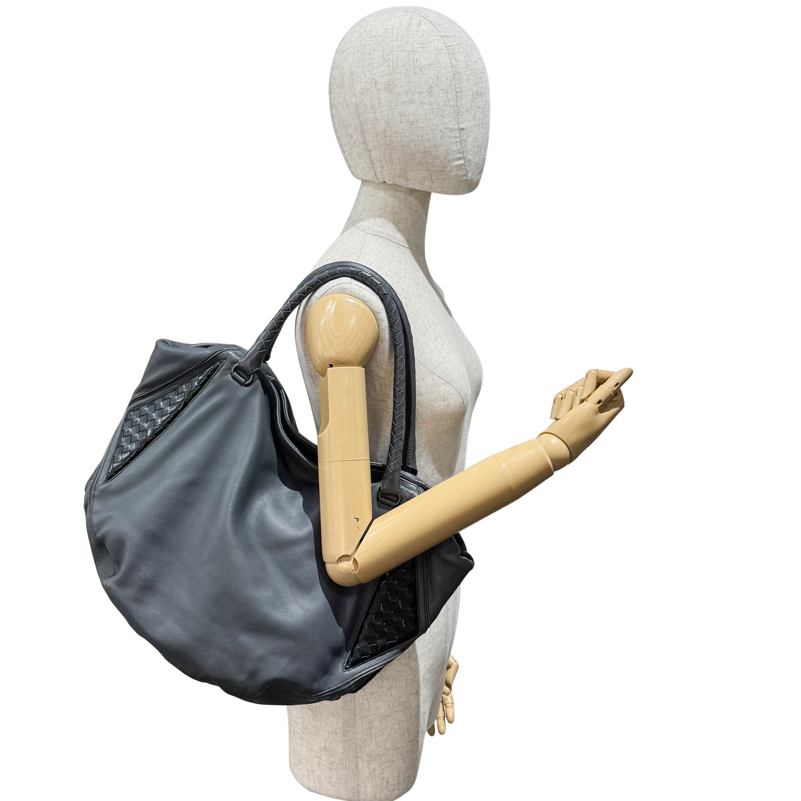 Vintage Grey Leather Two Way Bag