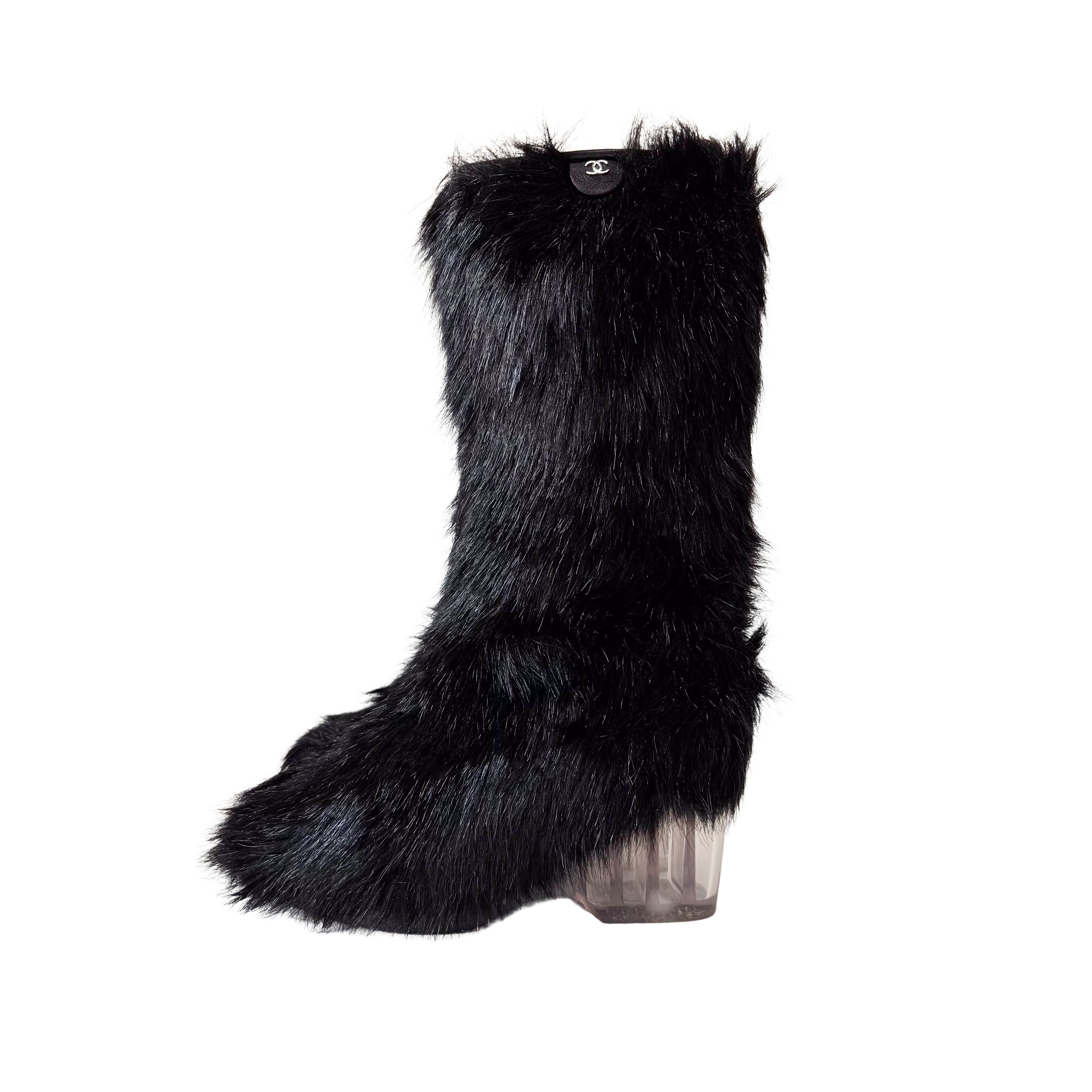 Size 37 1/2 Black Fur Boots