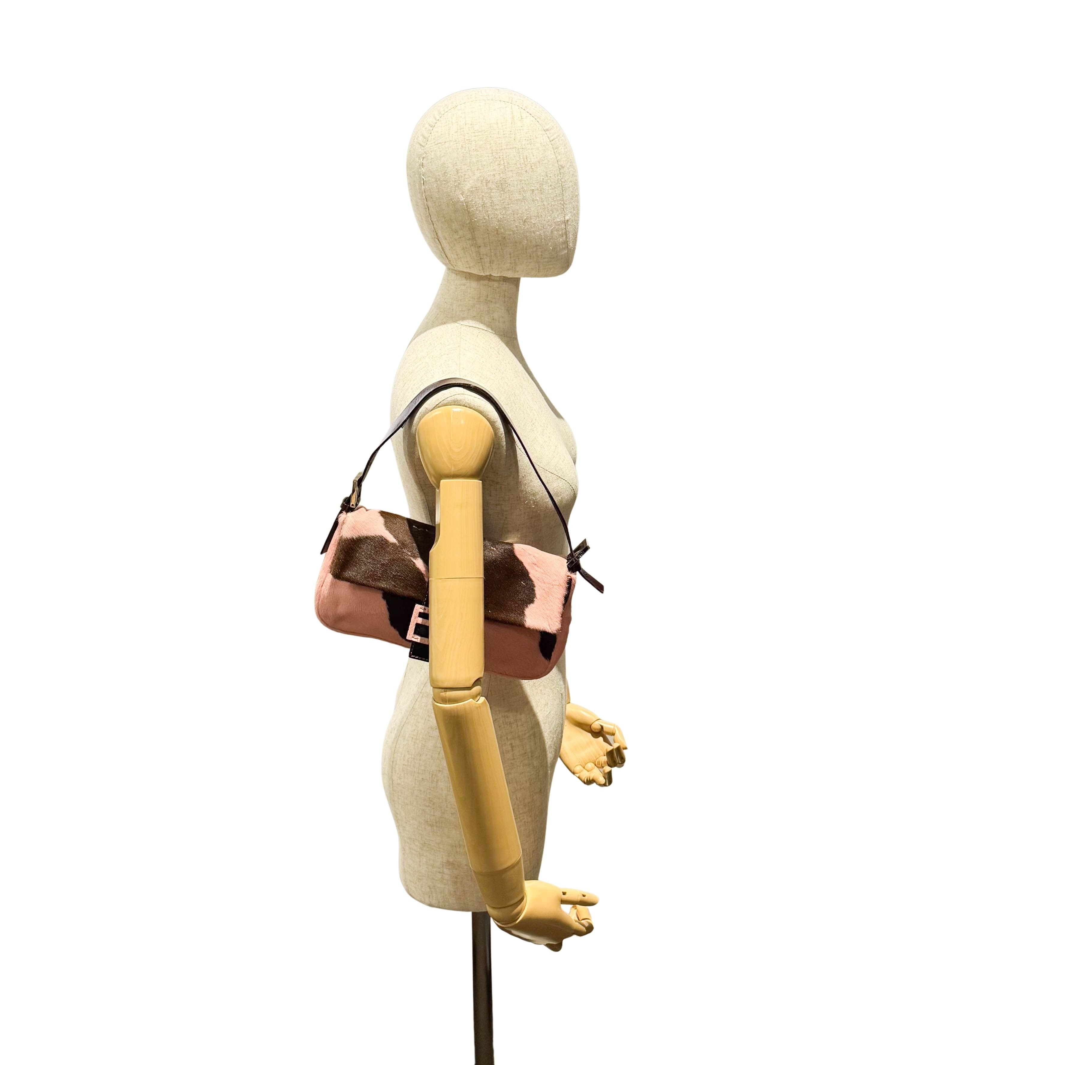 Baguette Pink Pony Hair Shoulder Bag