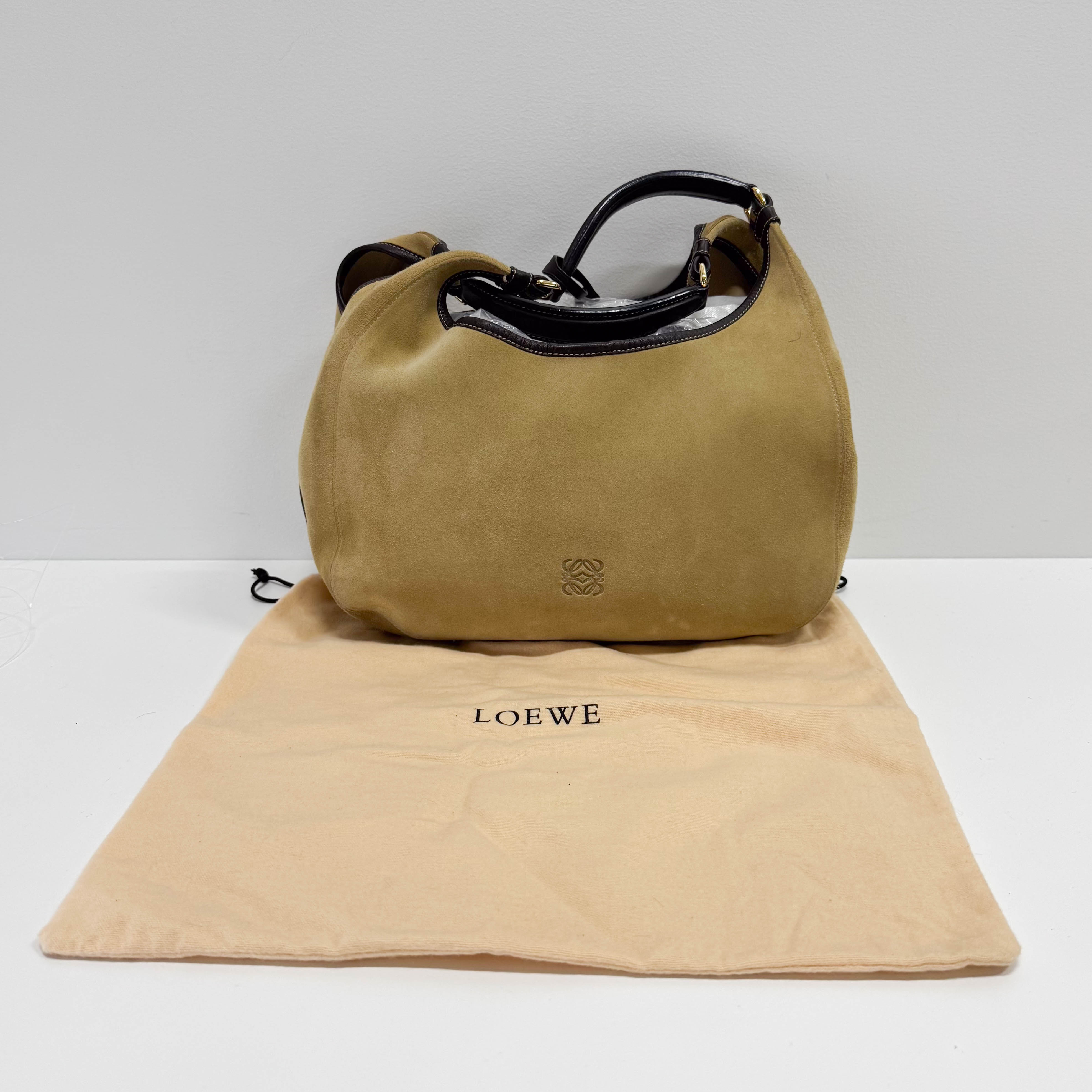 Anagram Beige Suede Shoulder Bag