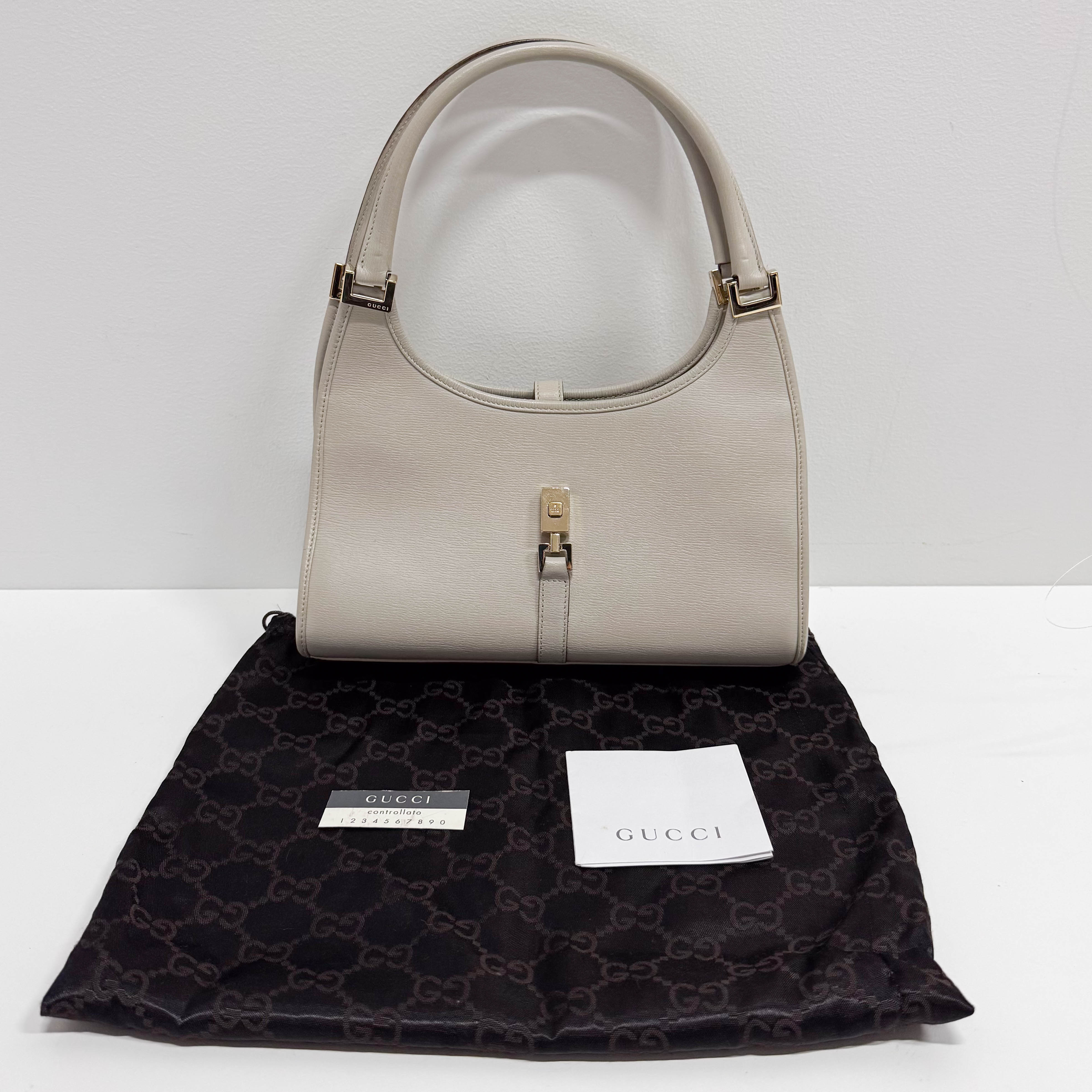 Jackie Small Grey Leather Shoulder Bag