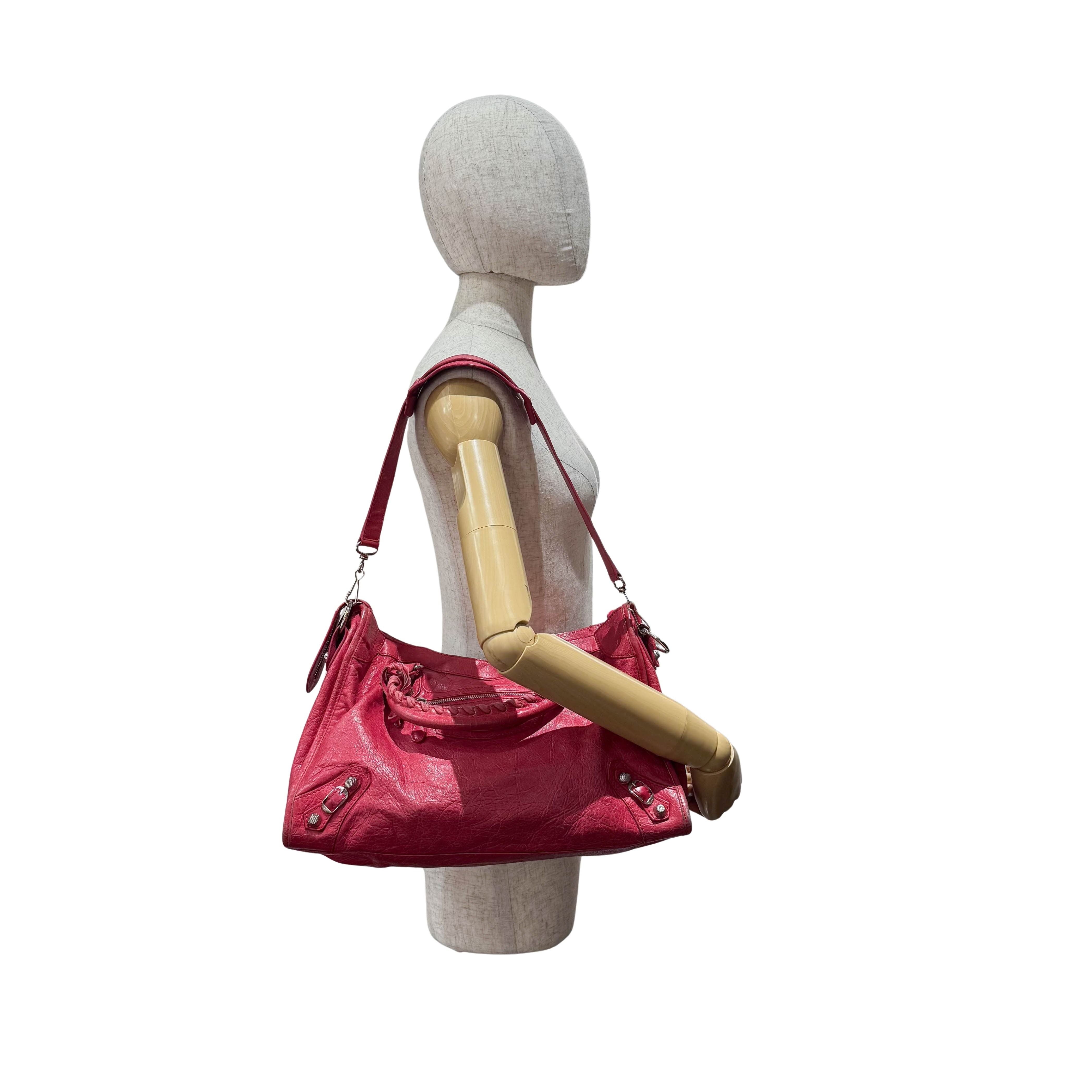 City Magenta Leather Top Handle Bag