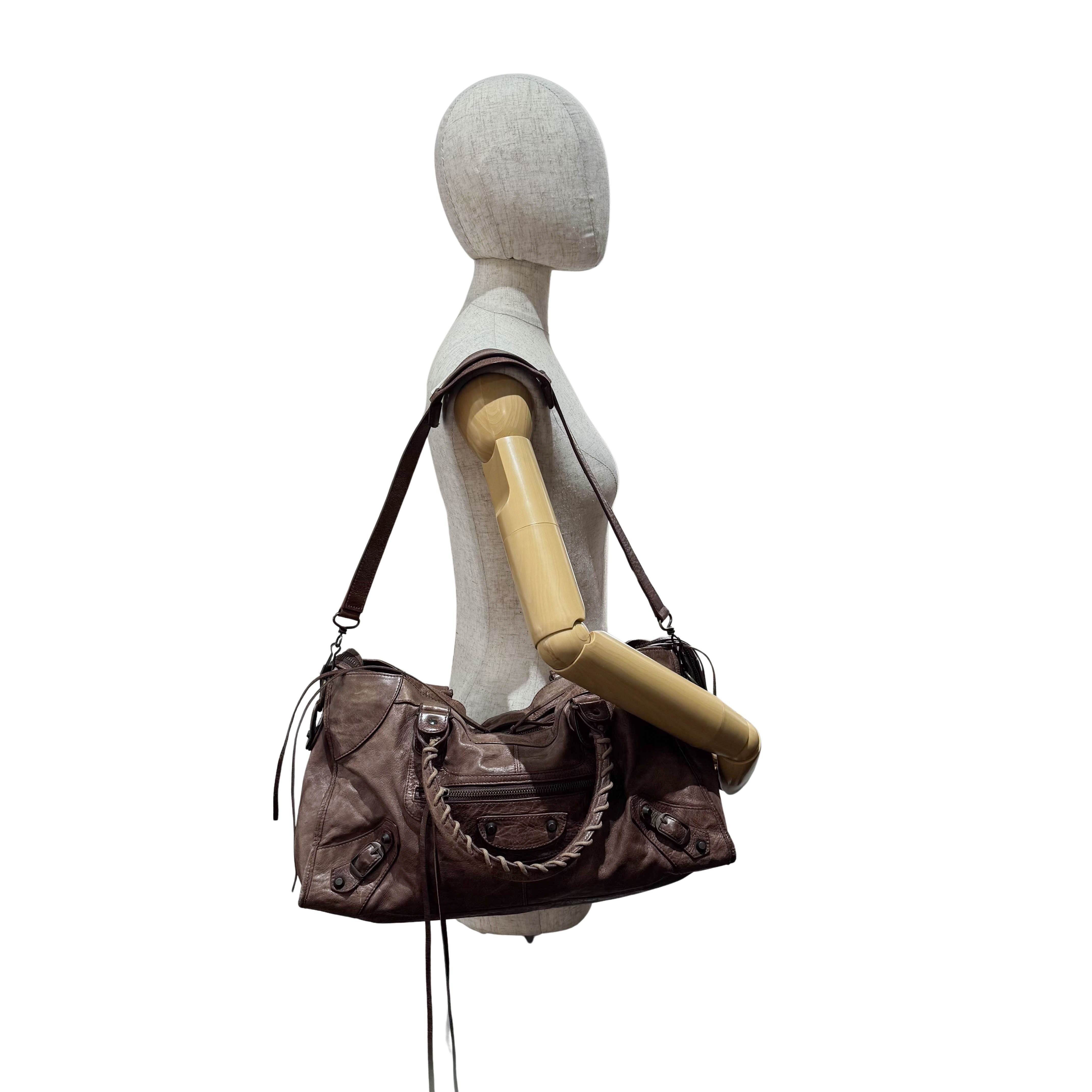 Part-Time Brown Calfskin Leather Two Way Bag