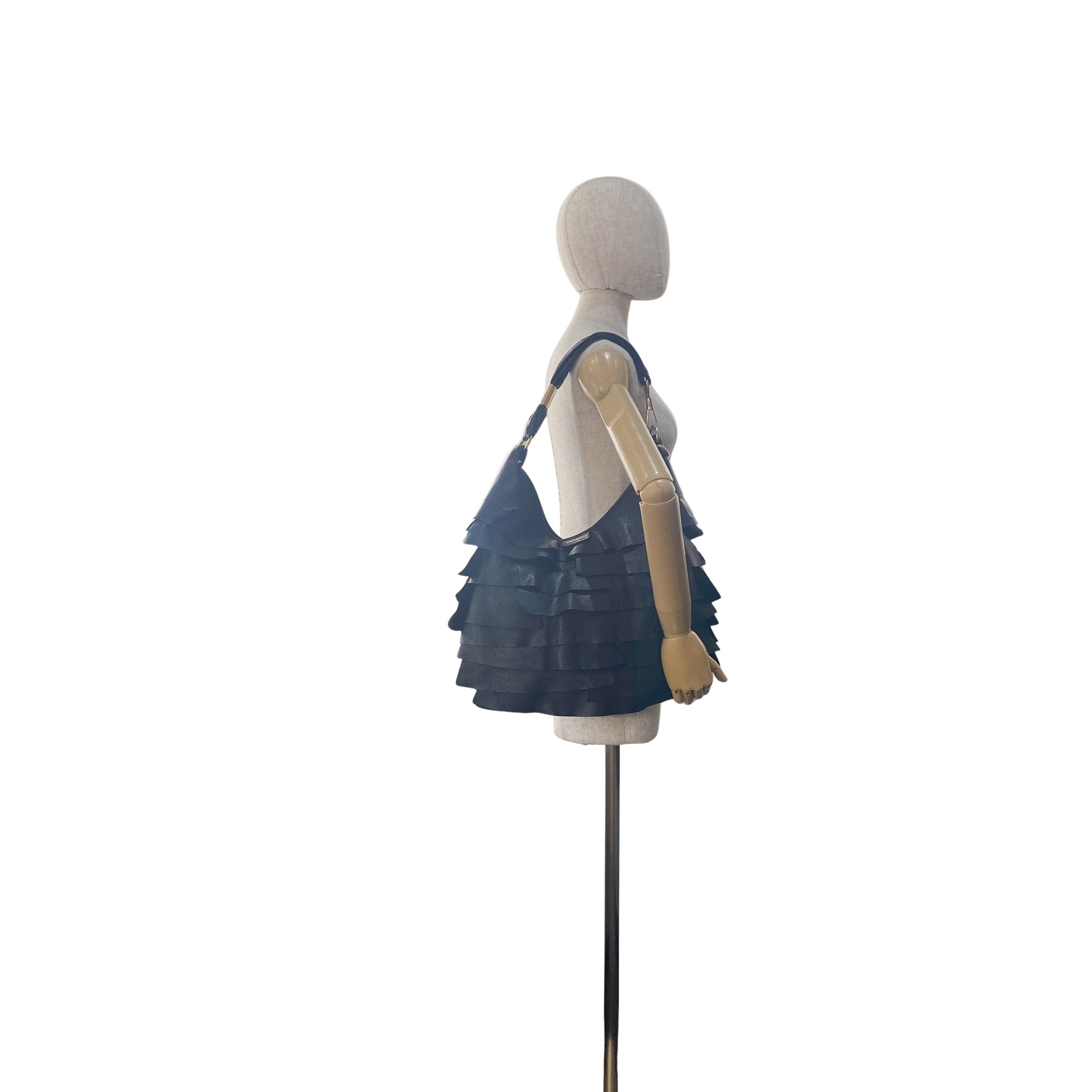 Saint Tropez Black Leather Shoulder Bag