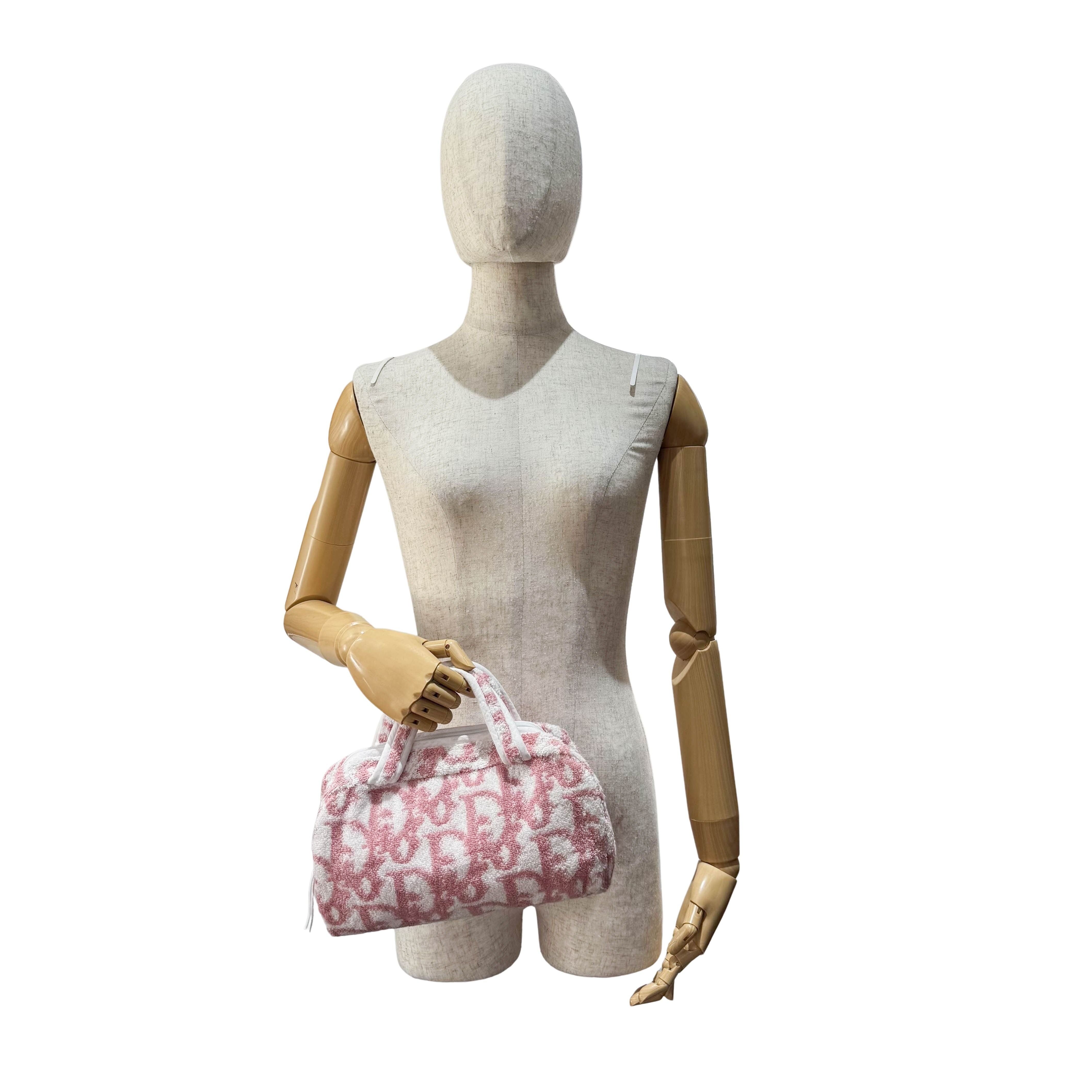 Trotter Pink Terry Cloth Towel Hand Bag