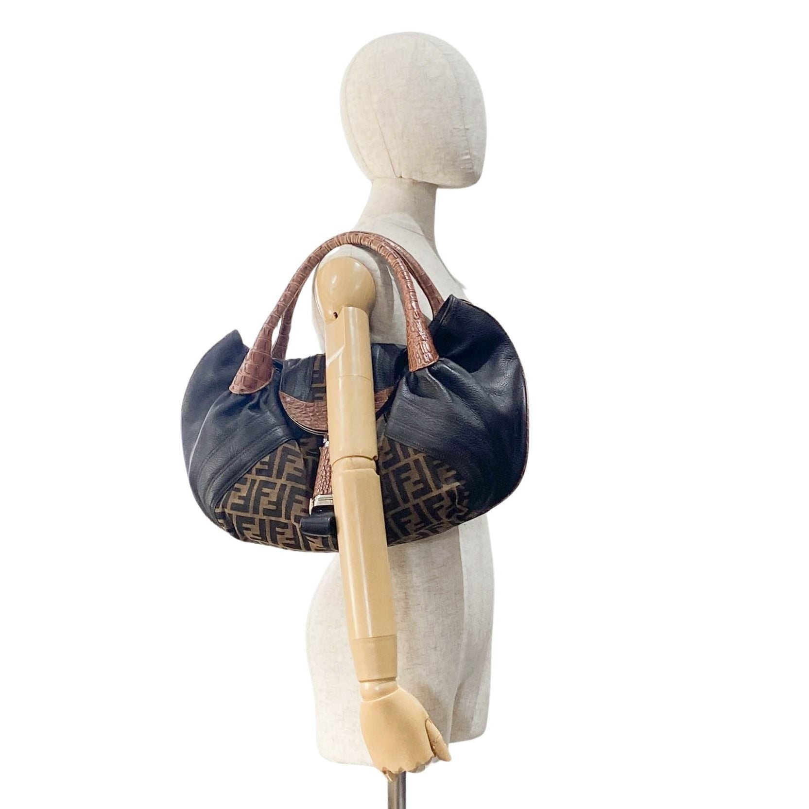 Spy Zucca Canvas & Leather Shoulder Bag