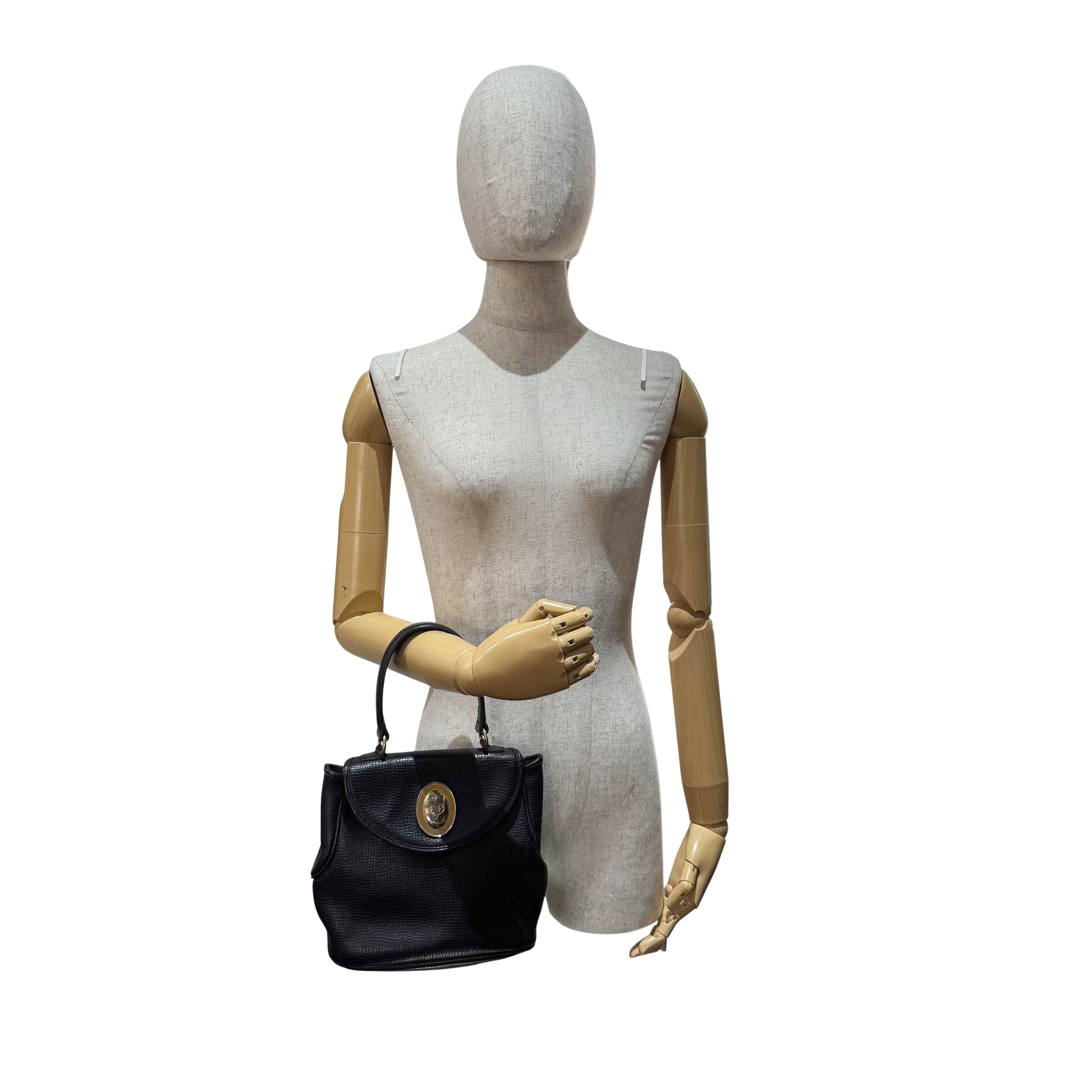 Black Leather Top Handle Bag