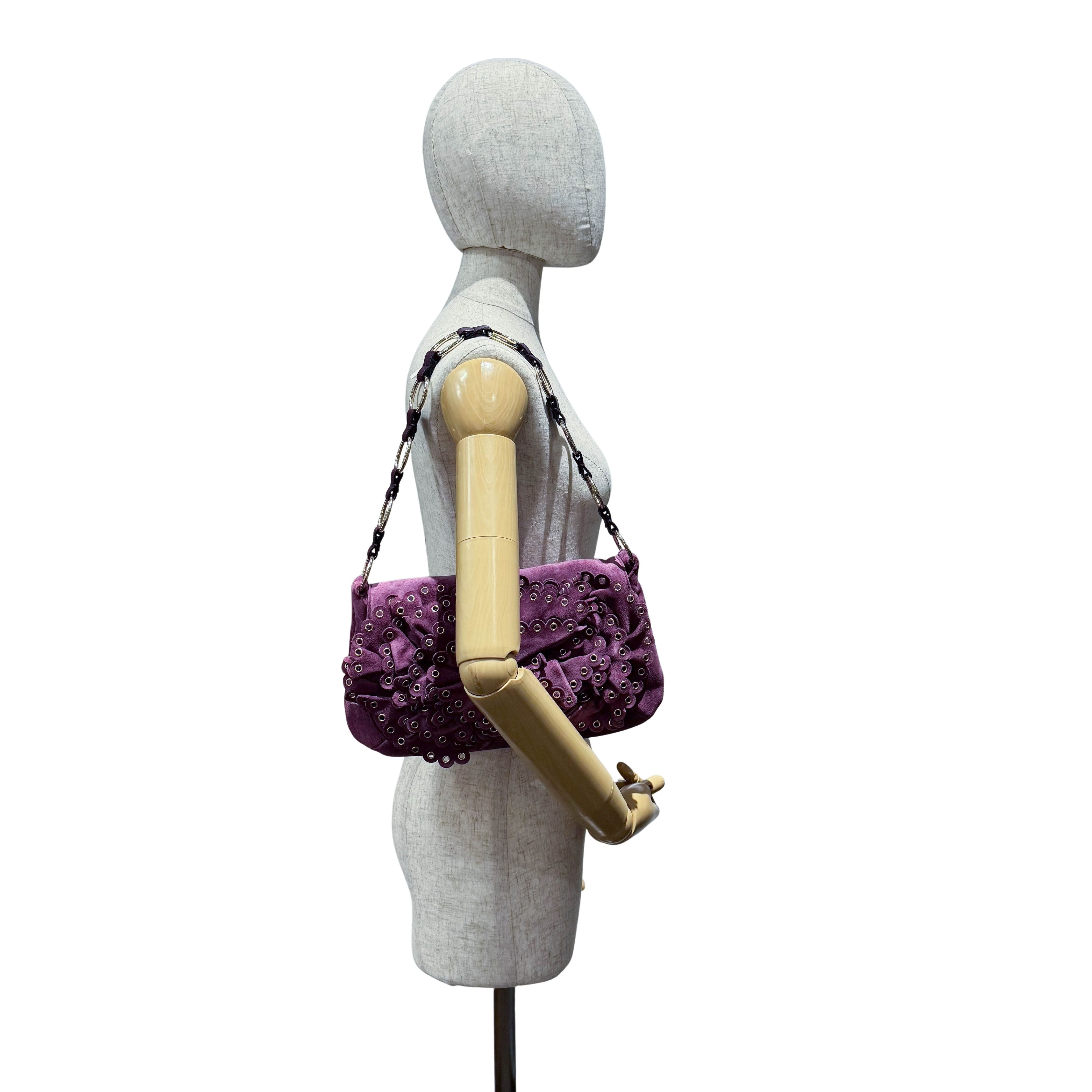 Purple Suede Chain Strap Shoulder Bag