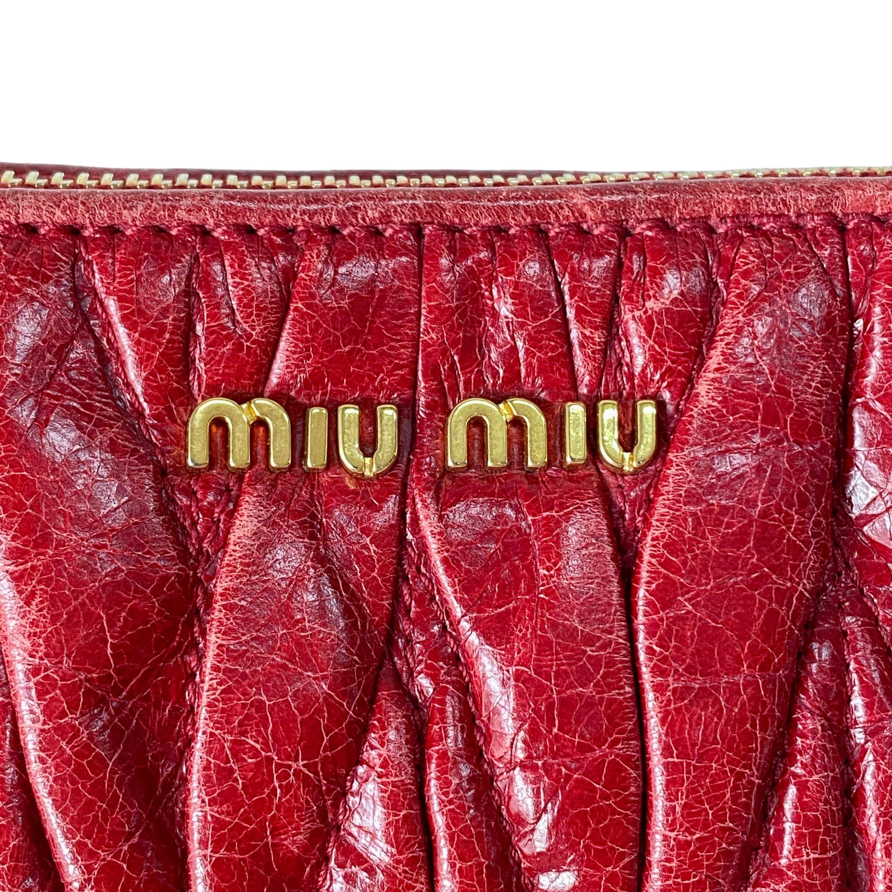 Red Leather Accessory Pouch