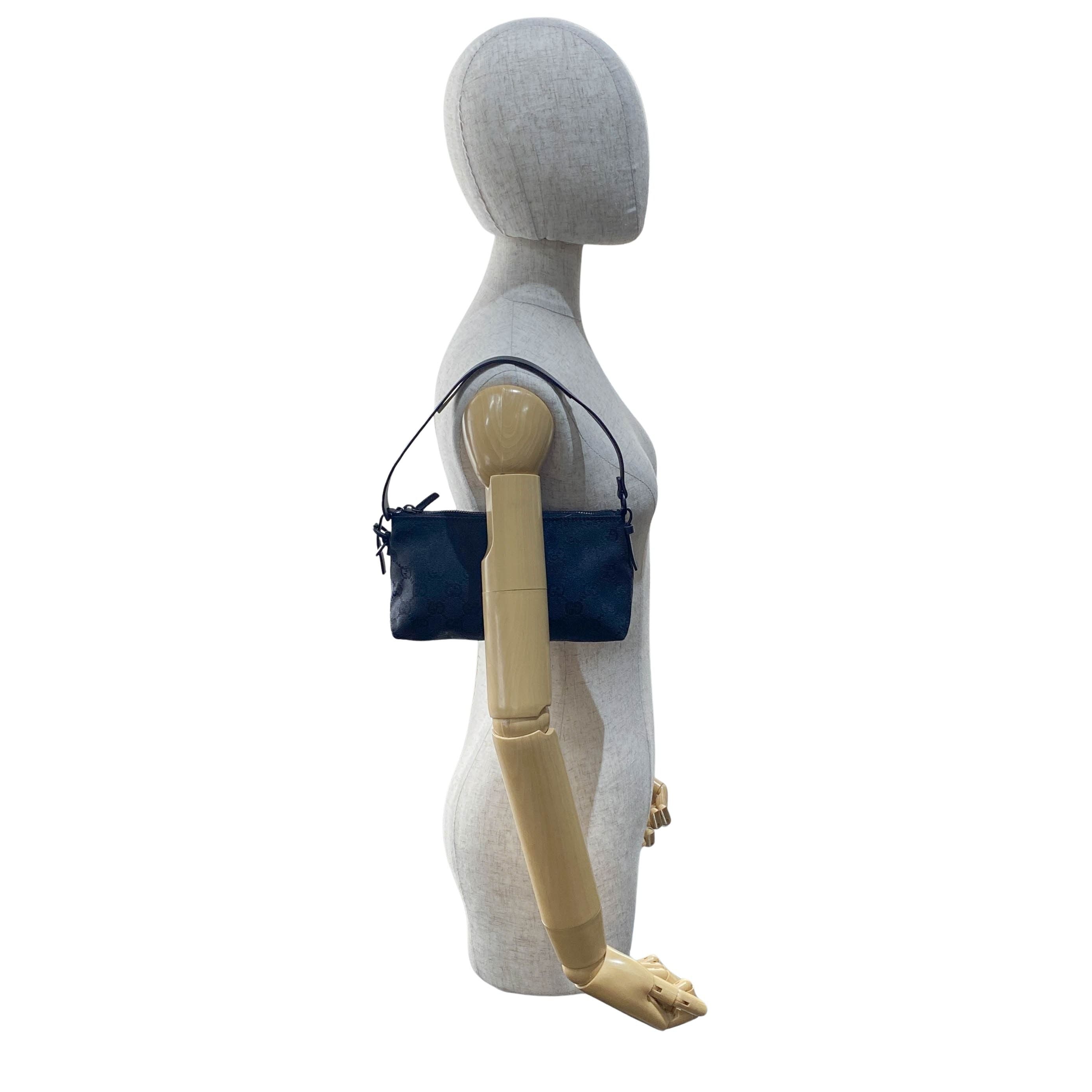 Small GG Black Canvas Shoulder Bag