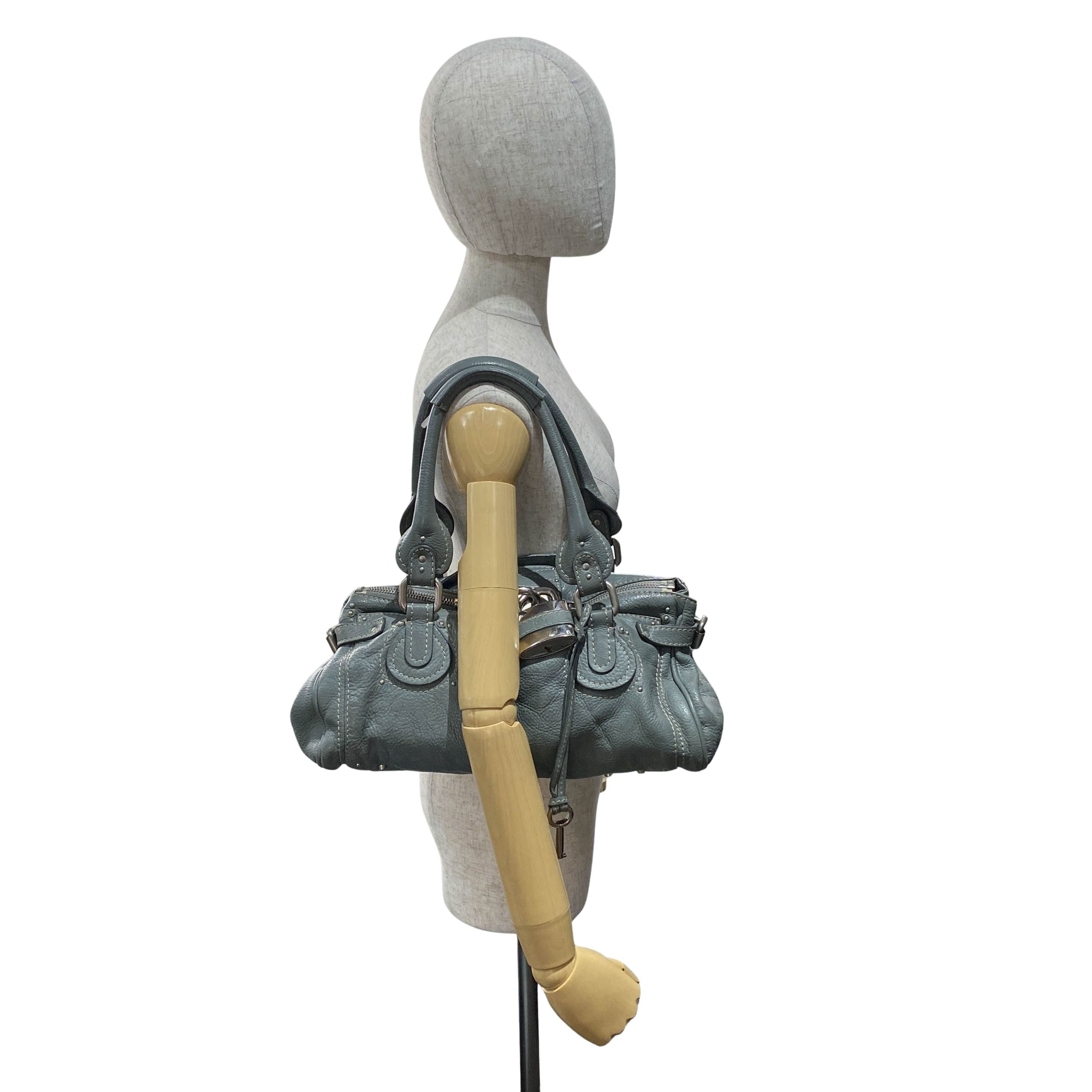 Paddington Sage Green Calfskin Leather Shoulder Bag