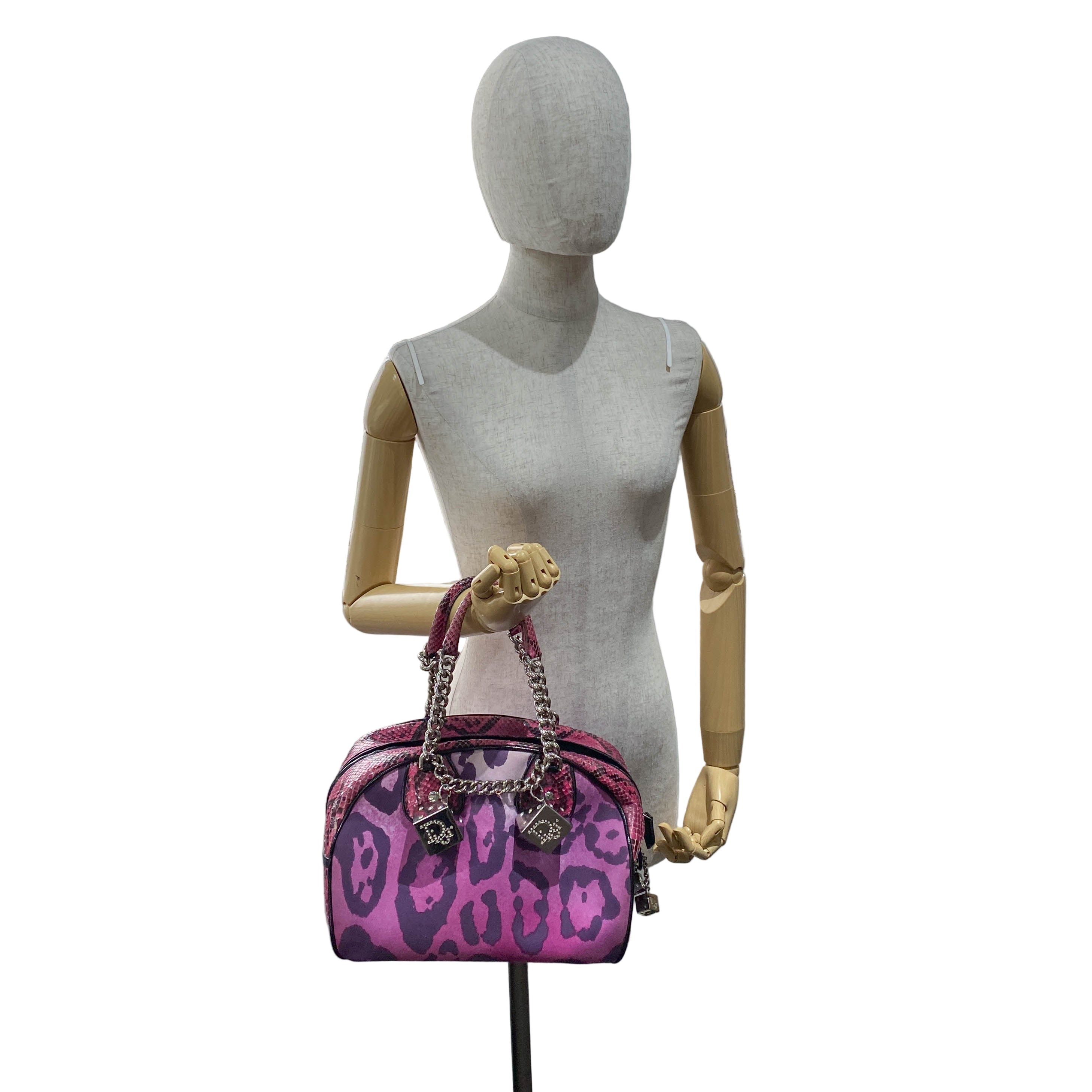 Gambler Dice Pink Leopard Print Handbag