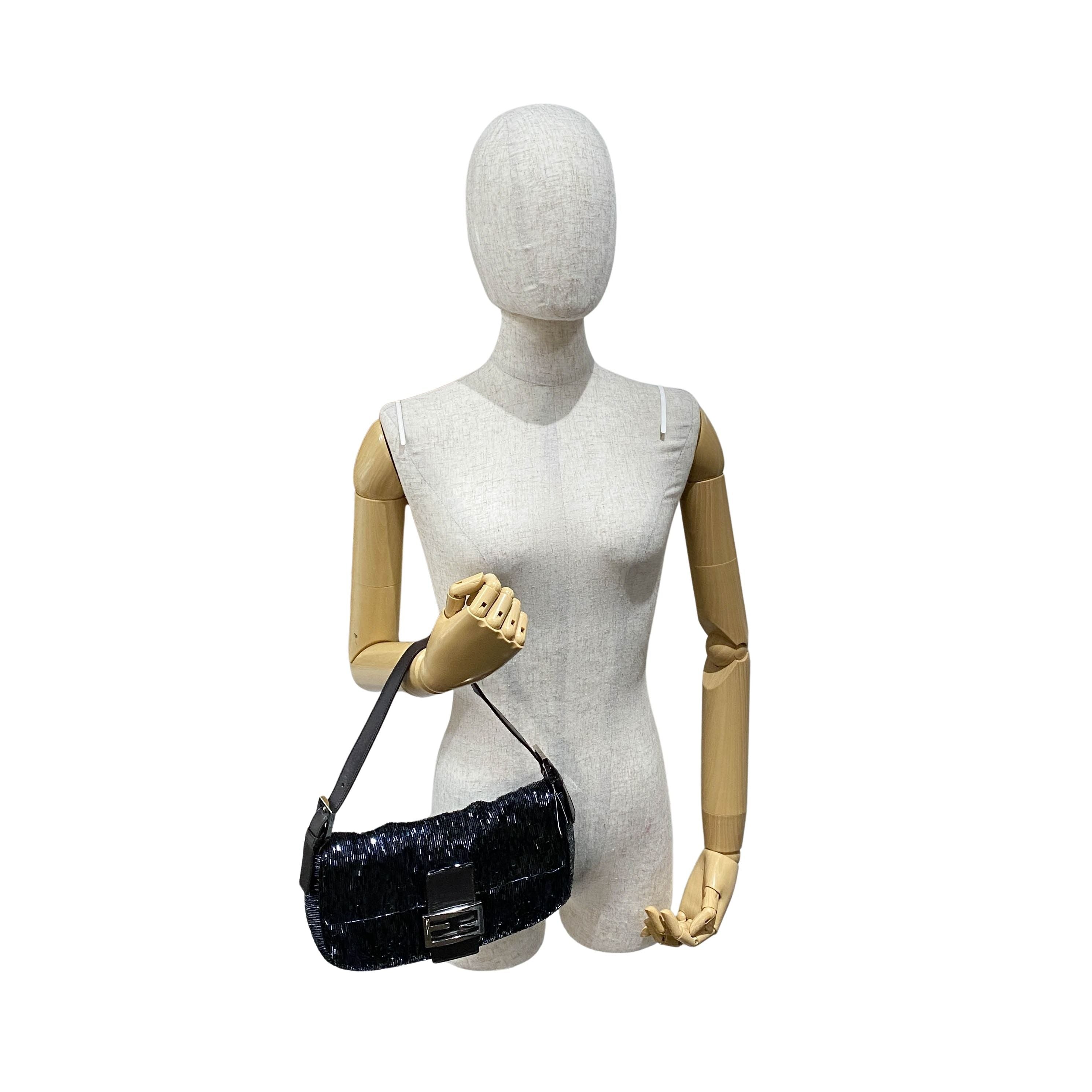 Baguette Black Beads Shoulder Bag