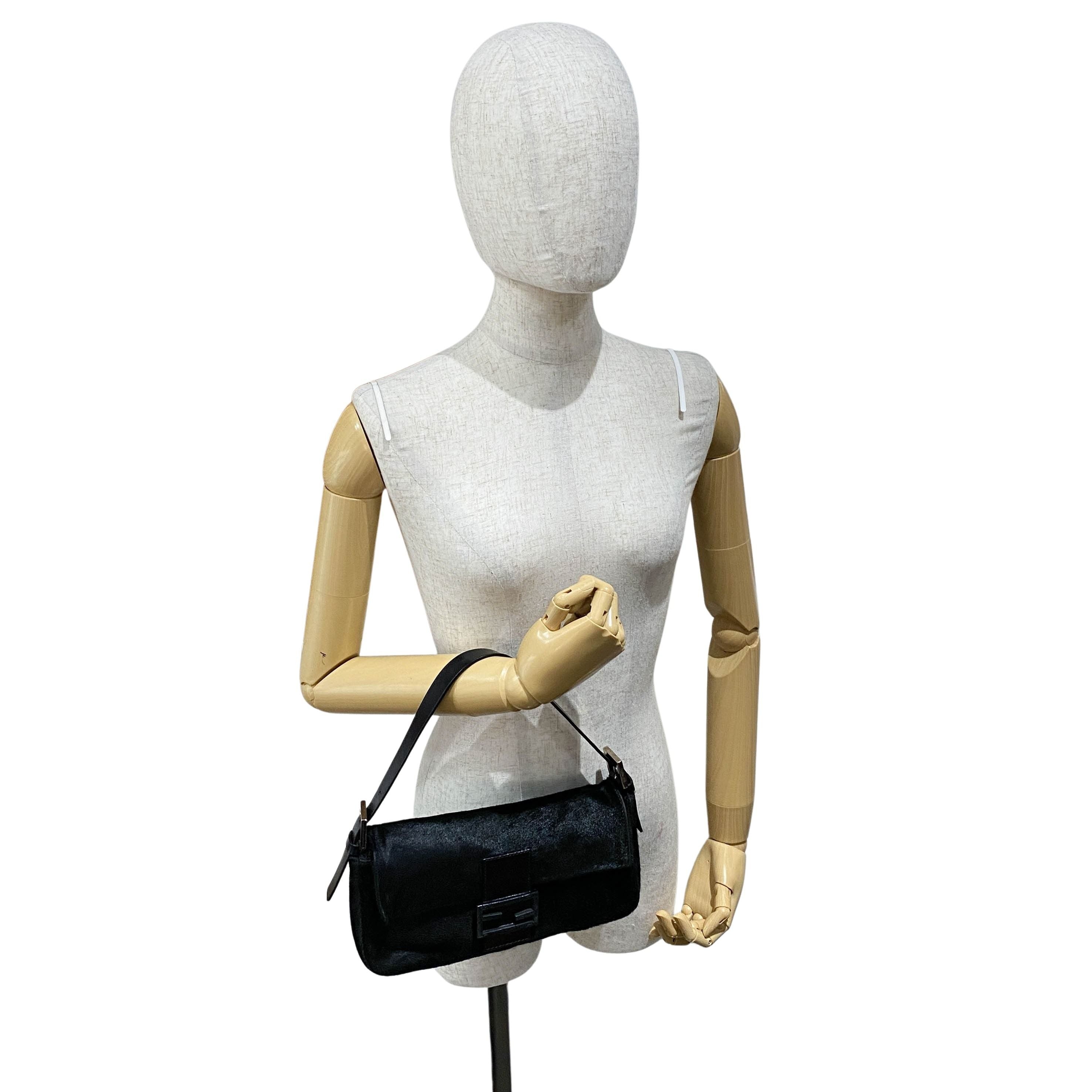 Baguette Black Pony Hair Shoulder Bag