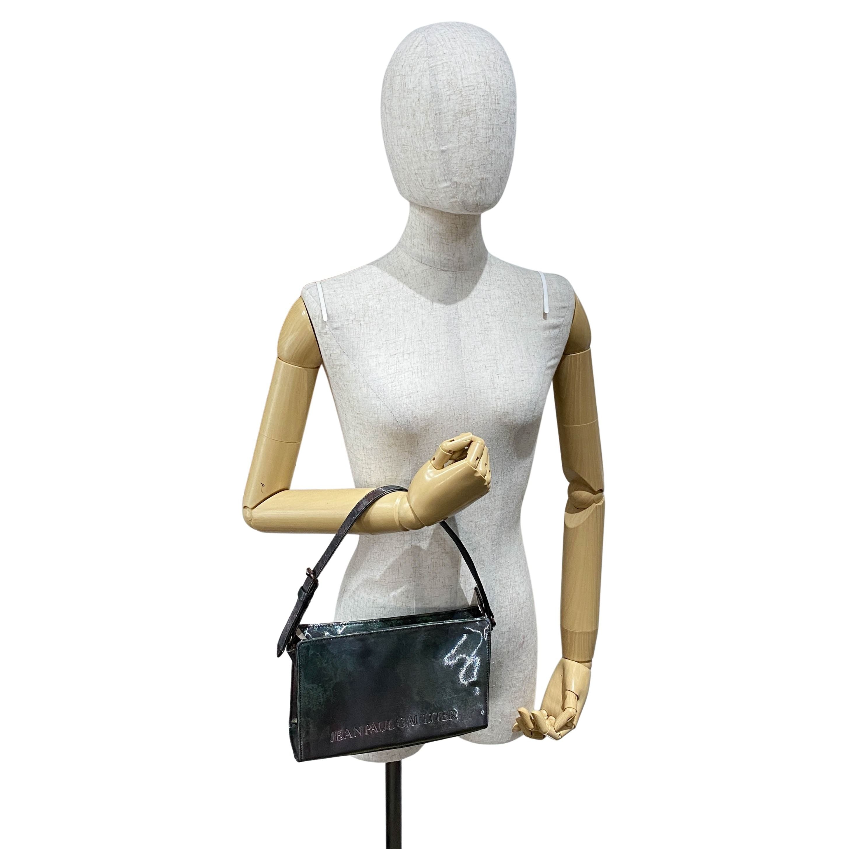 Green Coated Canvas Shoulder Bag