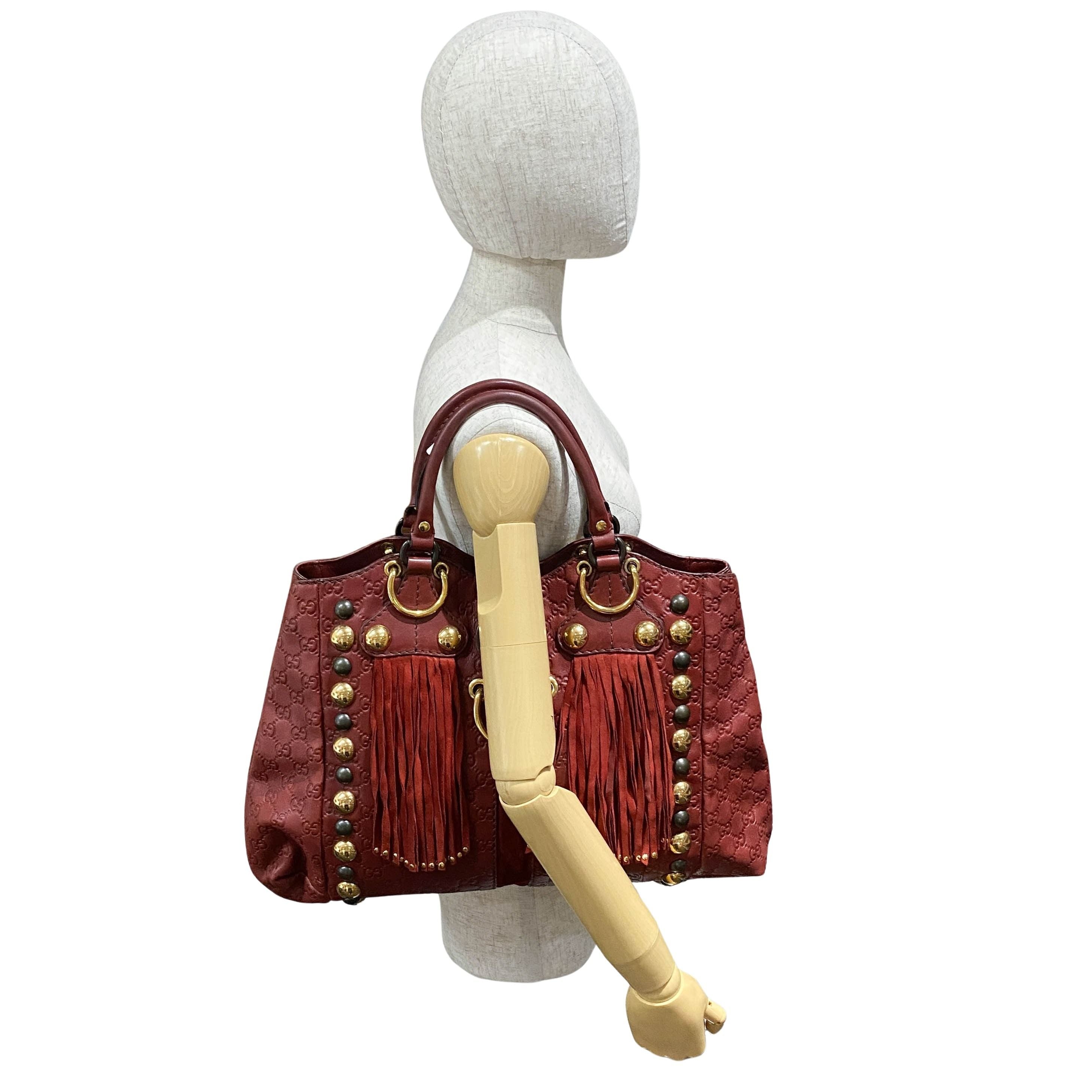 Baboushka Red Leather Tote Bag