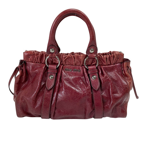 Vitello Red Calfskin Leather Two Way Bag